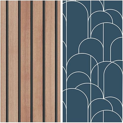 LXCREAT Papel tapiz de listones de madera de 17.71 x 118 pulgadas, papel de contacto de grano de panel de madera marrón sintético + papel tapiz de