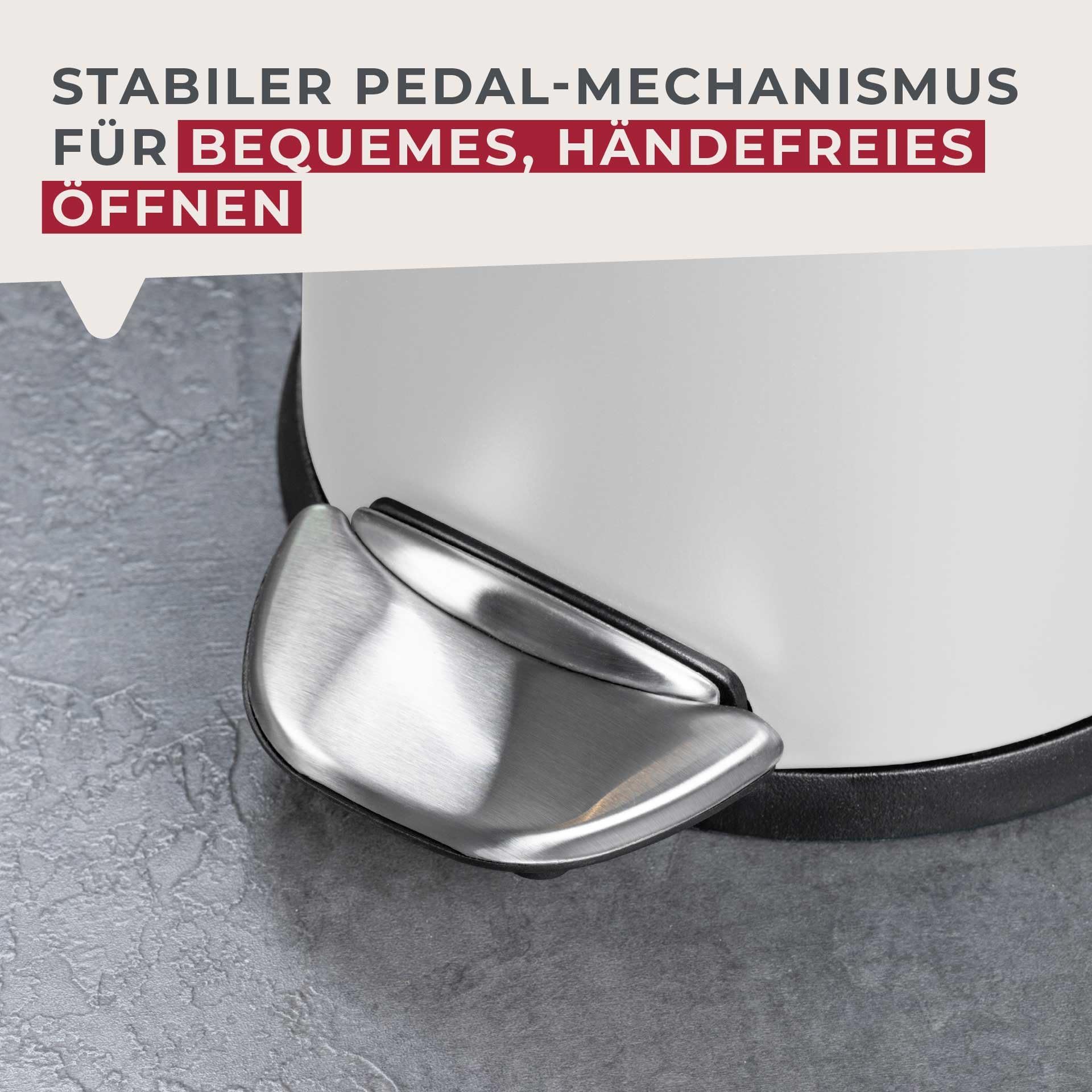 FACKELMANN PARIS Pedal-Abfallsammler 3L White mat – Eleganter Abfalleimer in Weiß, Integrierte Beutelhalterung, 2 Tragegriffe, Geeignet für Bad und Gäste-WC