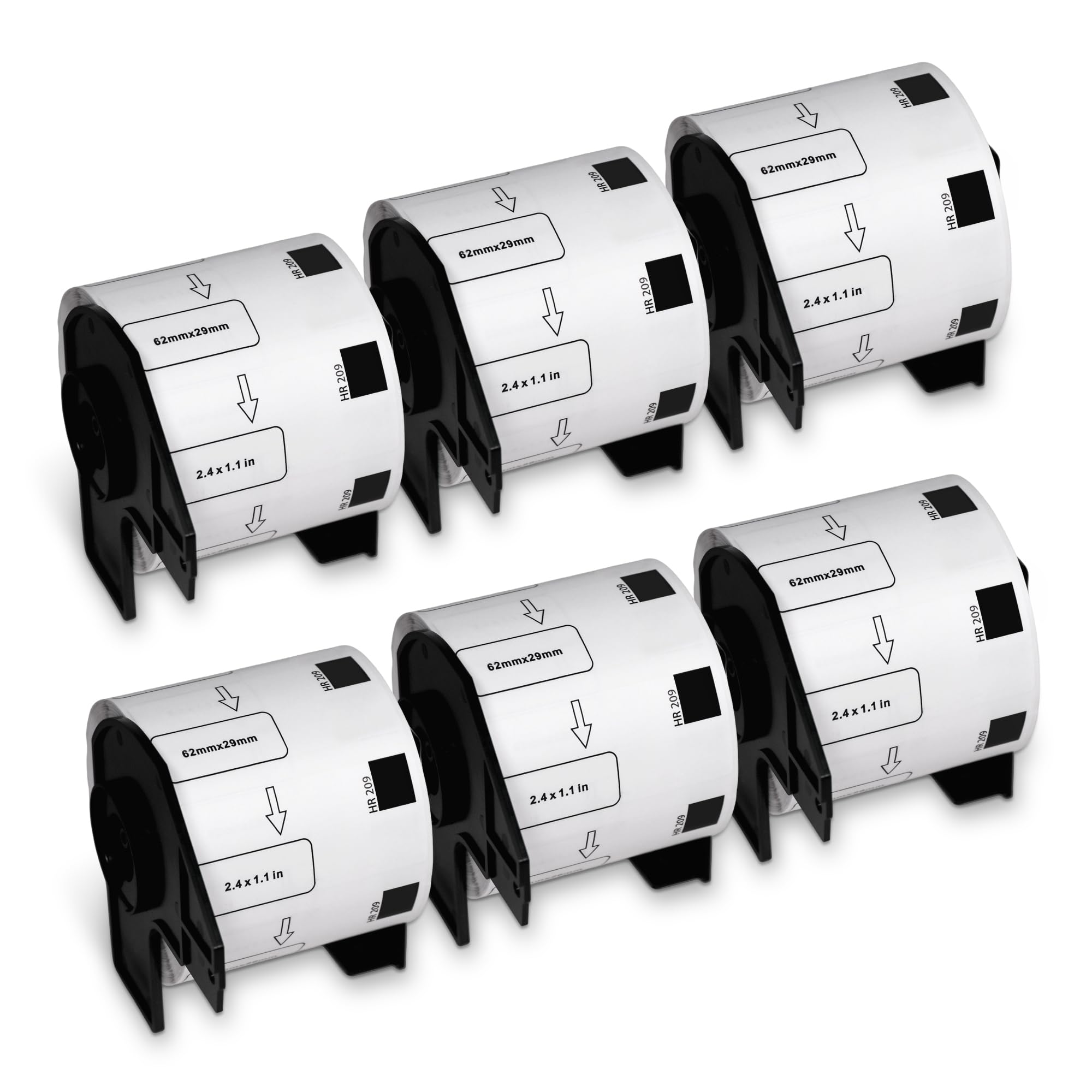 BETCKEY - 6 Rouleaux d'Étiquettes Film Amovibles, Compatibles avec DK-11209, 62mm x 29mm, 4800 Étiquettes à Décollage Facile Sans Résidu pour Imprimantes d'Étiquettes QL