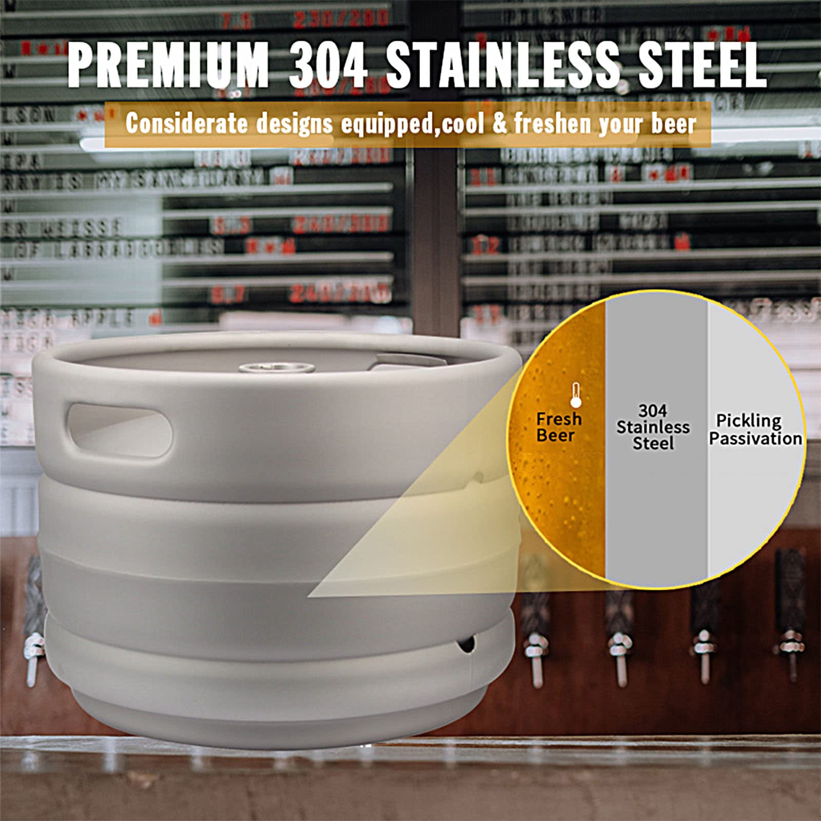 Acciaio Inossidabile Fusto da Birra,Fusto di Birra,Distributore di Fusti in con Lancia di Vino per Uso Domestico Produttori di Vino per Esterni,20 Litri,Bucket+Screw cap