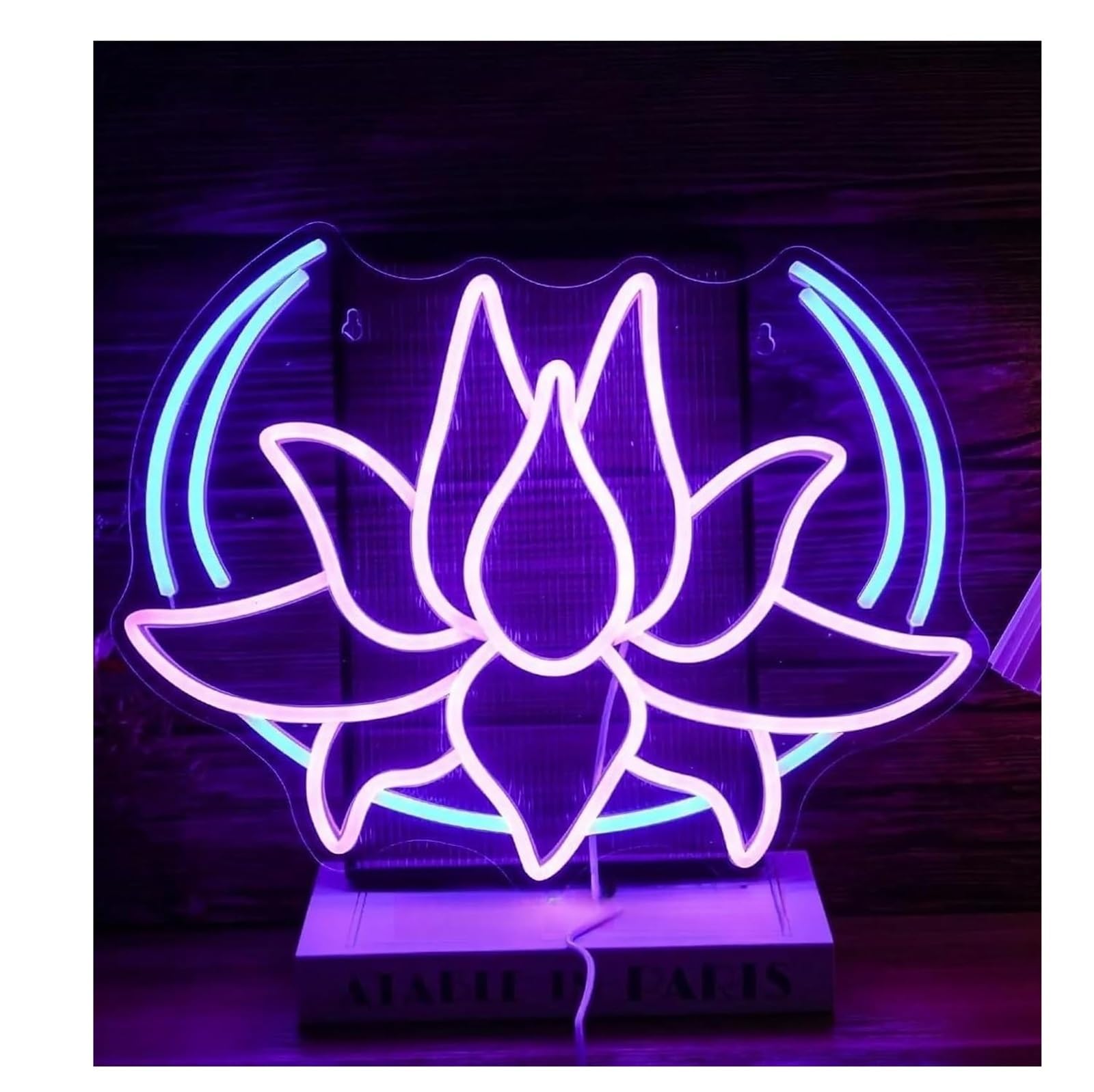 Per insegna al Per neon a forma di fiore loto per decorazione murale luce dimmerabile