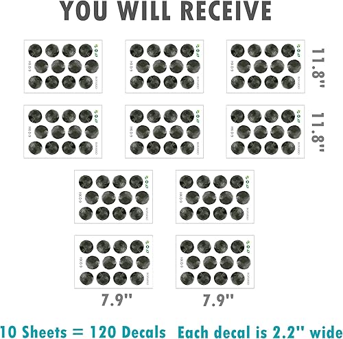 Miniatura 4 de ROFARSO 120 calcomanías de 2.2 pulgadas, color negro, tinta, lunares, calcomanías de pared, calcomanías de bricolaje removibles para despegar y
