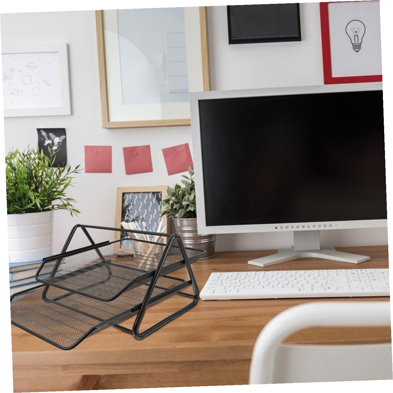 Schreibtisch-Aktenregal – zweilagiger Eisen-Netzhalter, 35 x 29 x 22 cm, für Büro und Zuhause, stilvolle Dokumente, platzsparendes Schreibtischzubehör