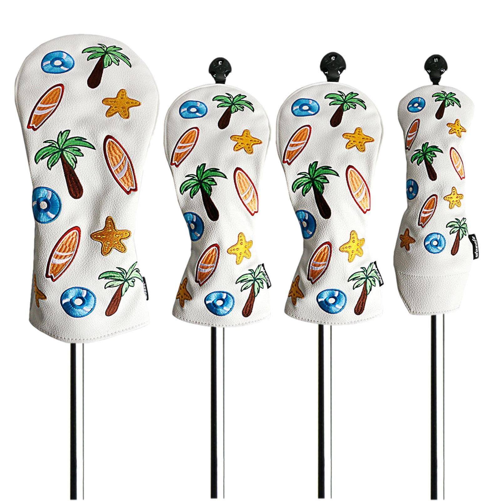 Golf Headcovers - Lightweight Golf Club Head Set 4-teilig | Golfclub Leder Headcovers Geeignet für Driver Wood, Fairway Wood und Hybrid (Ut) Abbto