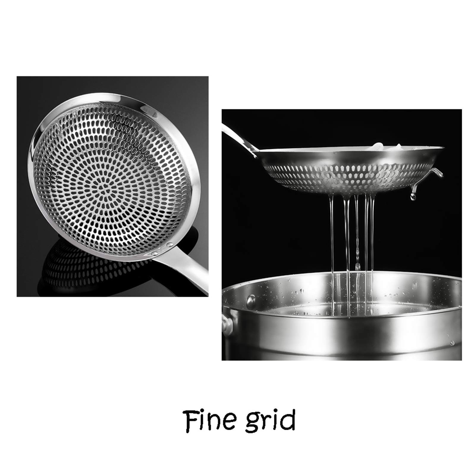 Schaumlöffel Sieb Schöpfkelle Kollegen Premium Fine Edelstahl-Skimmer-Löffel-Mesh-Mesh-Sieb mit bequemen rutschfesten robusten Griffe für die Küche Schaum Abseihlöffel (Size : Small)
