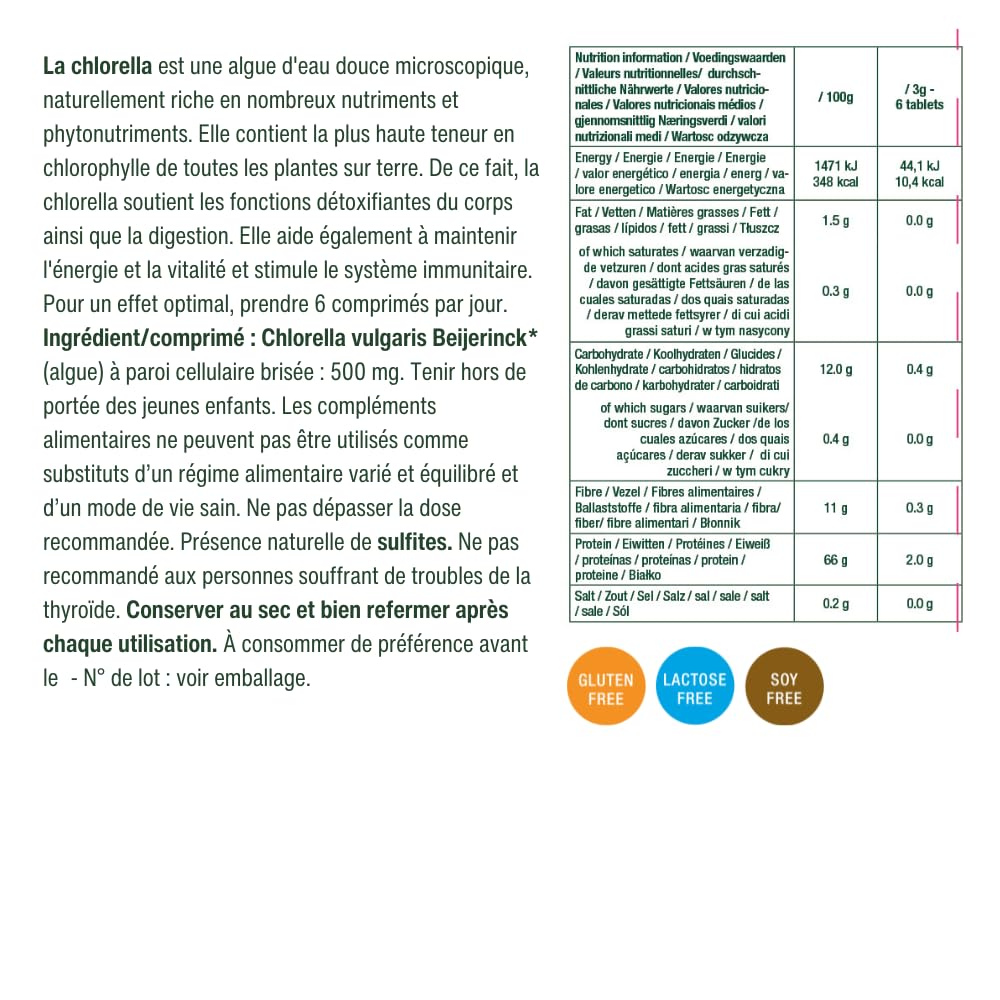 Purasana® Chlorella Biologique Pure Bio, 500 comprimés, 1500 mg par Dose. Paroi Cellulaire Brisée. Satiété Naturelle. Détox. Protéines Végétaliennes, Chlorophylle Biologique. Energie et Vitalité