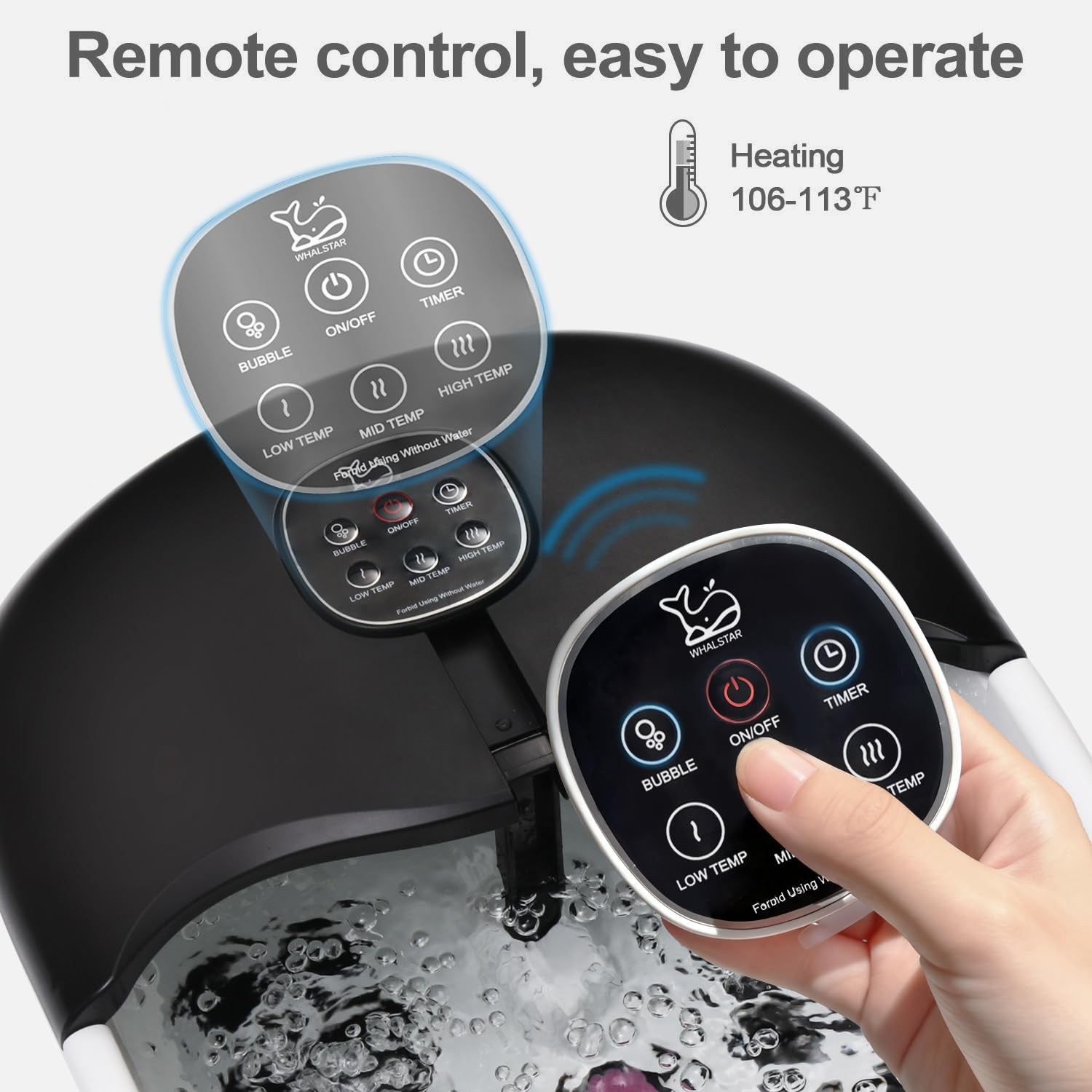 WHALSTAR Collapsible Foot Spa Bath Massager with Heat, Bubbles and Vibration