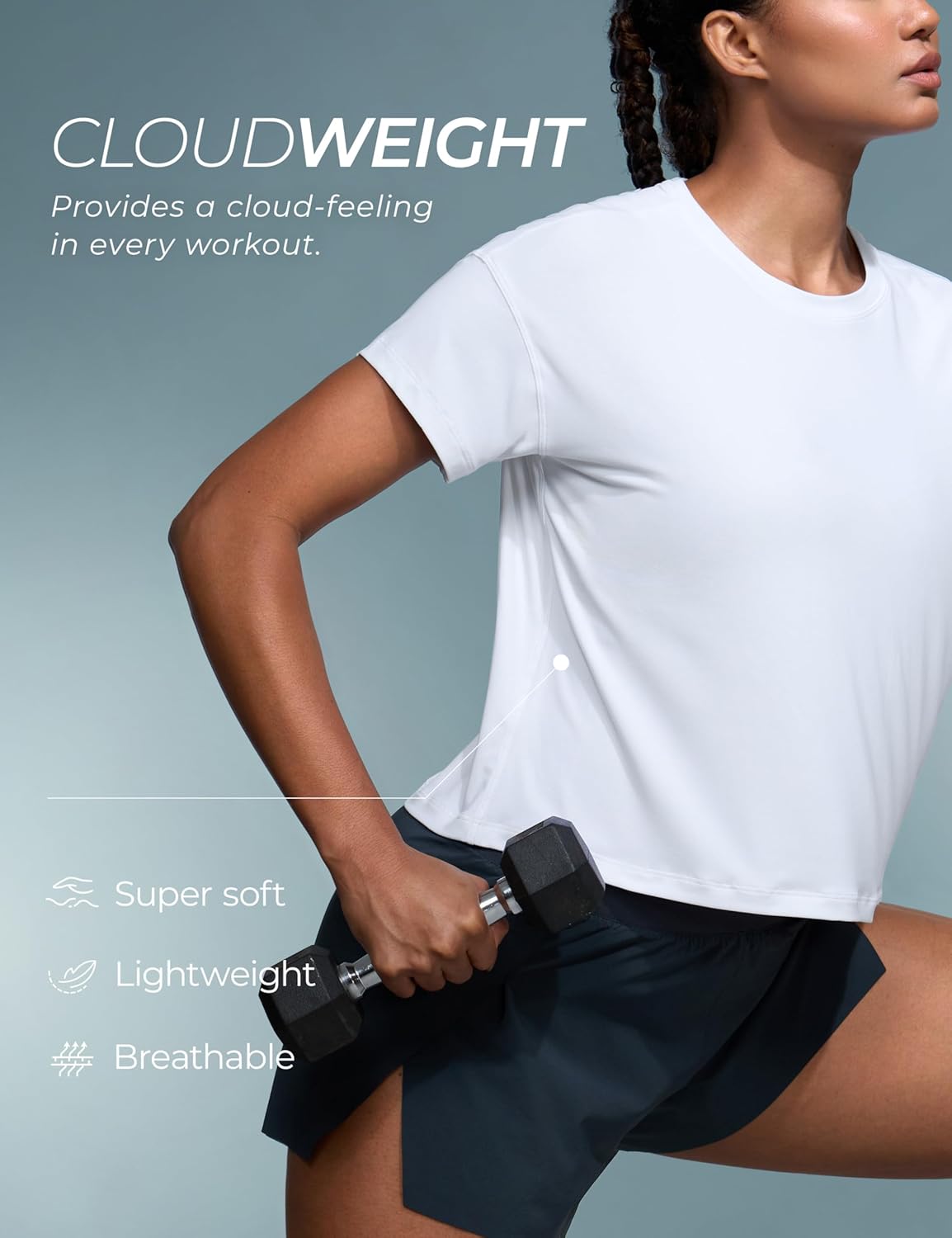 CRZ YOGA Cloudweight High Neck Workout Tops for Women Basic Athletic Lightweight Short Sleeve Shirts Loose Running T-Shirt - Image 6