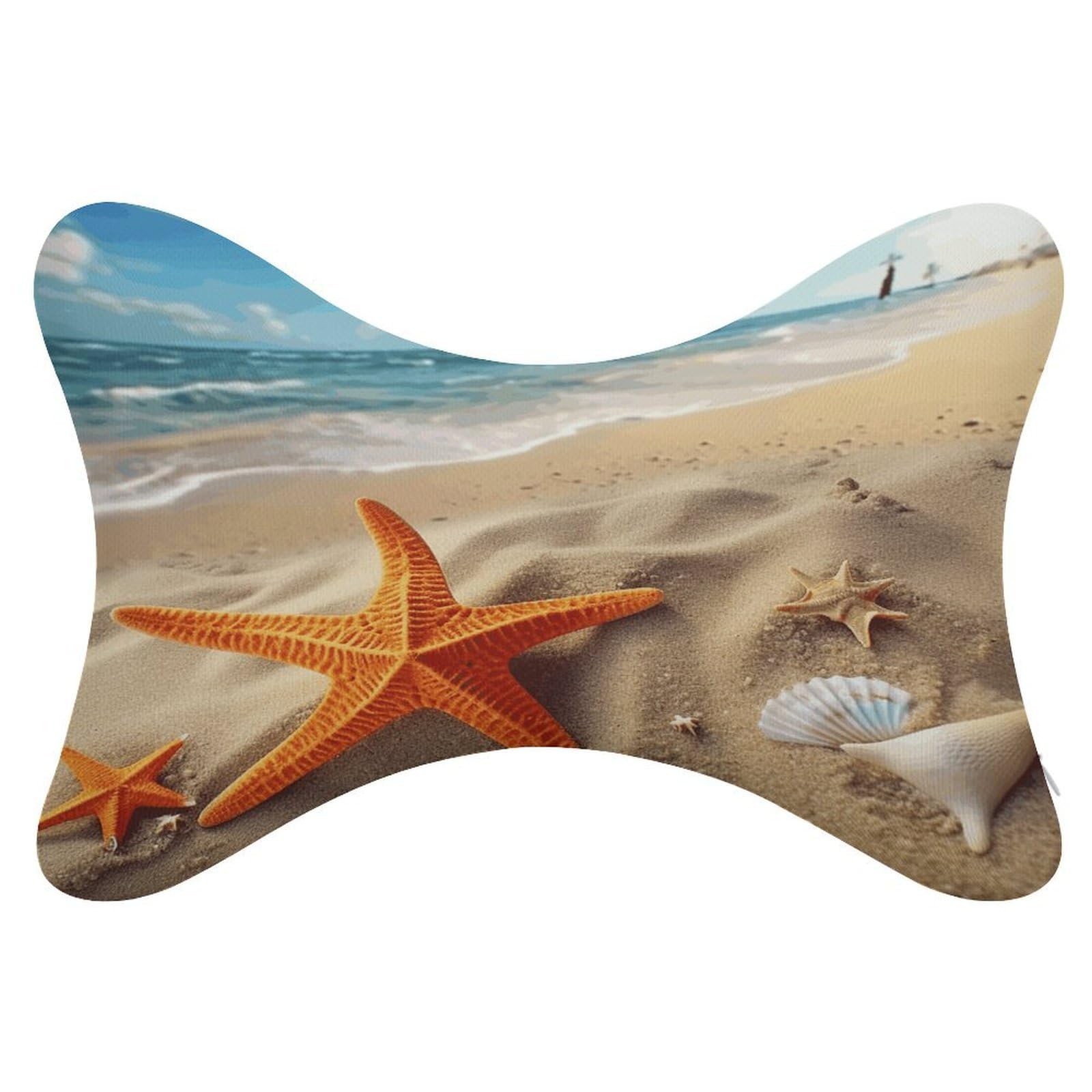 FekiLoot Sea Beach Starfish Car Headrest Set of 2,Softness Memory Foam Car Neck Pillow with Breathable Removable Cover Car Neck Support Pillow Ergonomic for Driving, Office