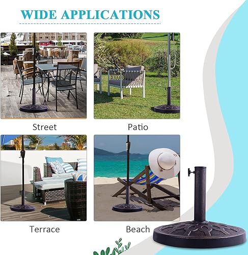 Miniatura 4 de Salches - Soporte para sombrilla fundido, 30 libras, resistente para exteriores, para jardín, playa, patio, terraza, porche, base redonda clásica