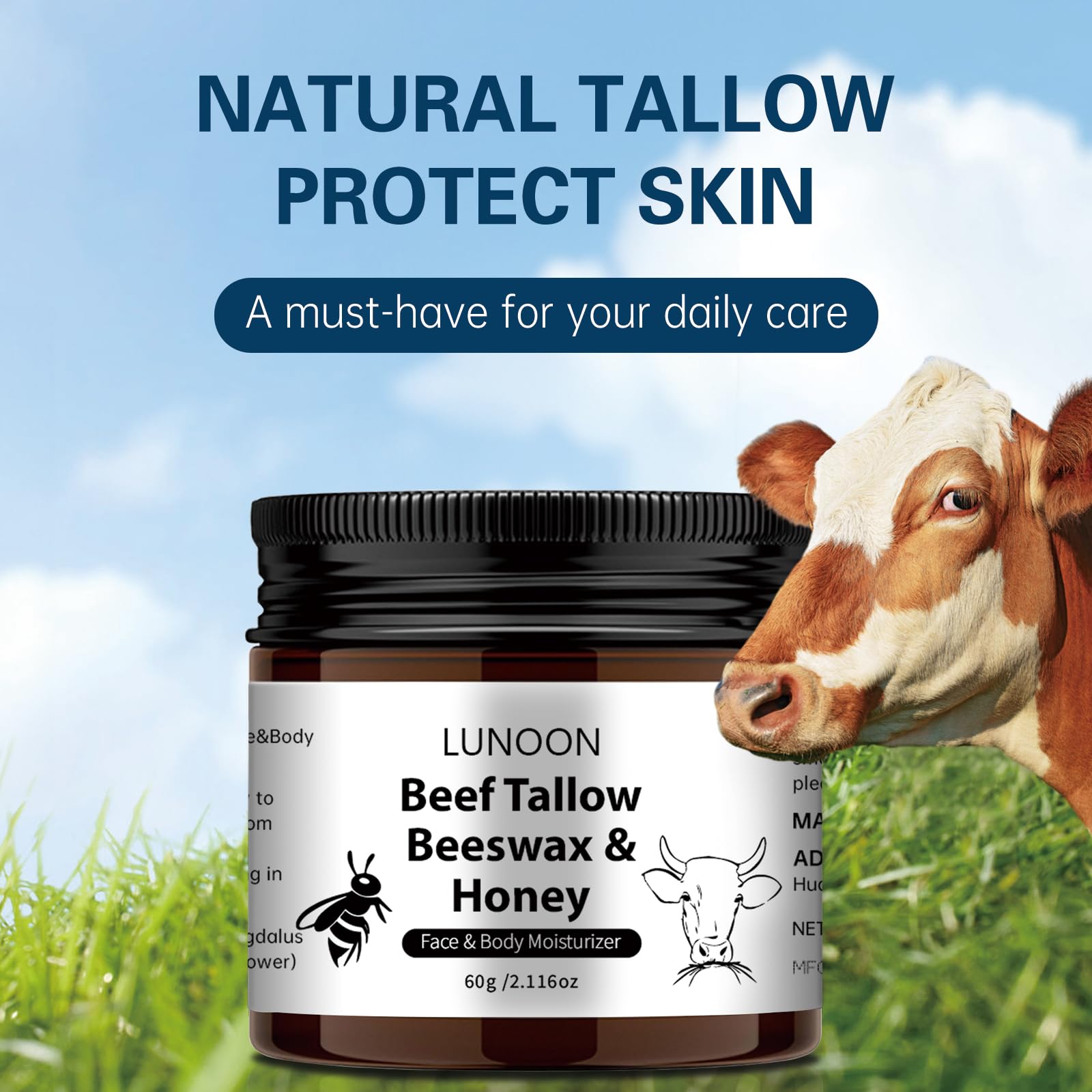Nourishing Beef Tallow Honey Balm, Moisturizer Skin Care, Hydrating, Soothing, Moisturizing - Image 3