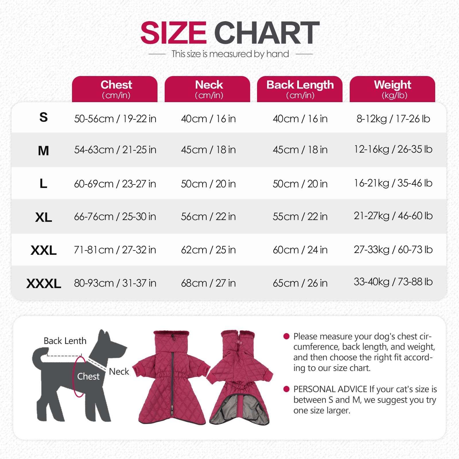 Chaqueta de Invierno para Perros, Ropa para Perros con Clima frío, Chaqueta de Nieve para Perros, Mono cálido con Cuello Alto, Chaqueta de plumón para Cachorros, Abrigo Acolchado