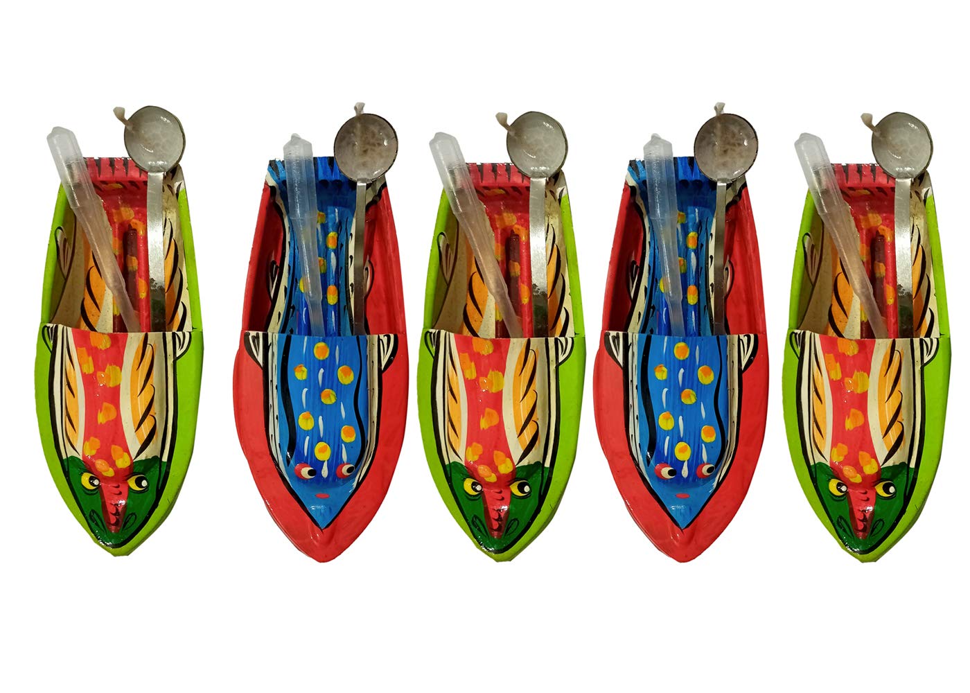 BG Bazzar Gali 5pcs. Perfect Toy for Kids Handmade Fish Design Classic Putt Putt Steam Toy Boat