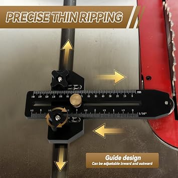 Thin Rip Table Saw Jig Guide with T-Bolts, Fast Thin Ripping Guide Fits for 3/8