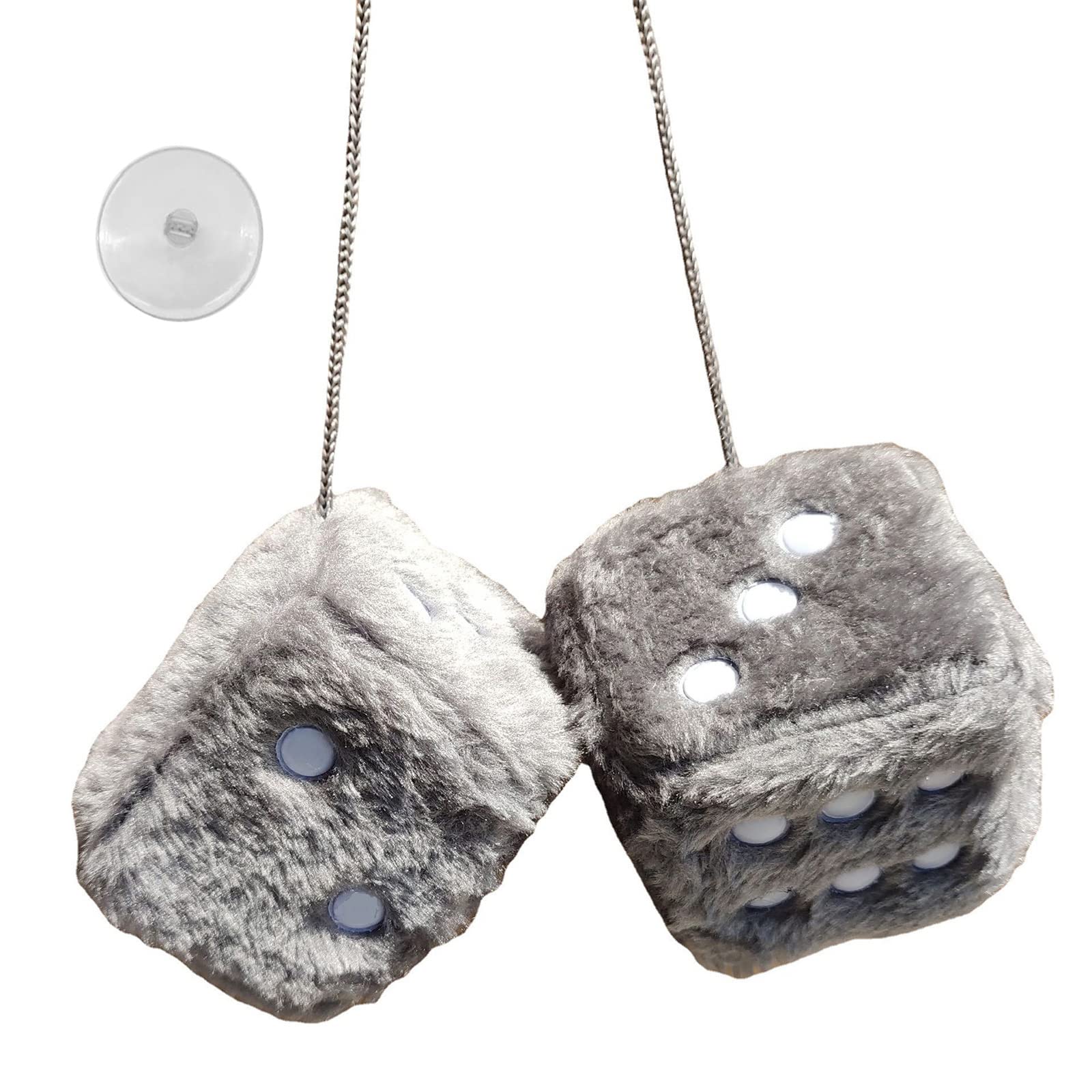 Hanging Dice 3-inch Retro Square Hanging Couple Fuzzy Plush Dice with Dots for Car Interior Ornament Decorations Plush for Car