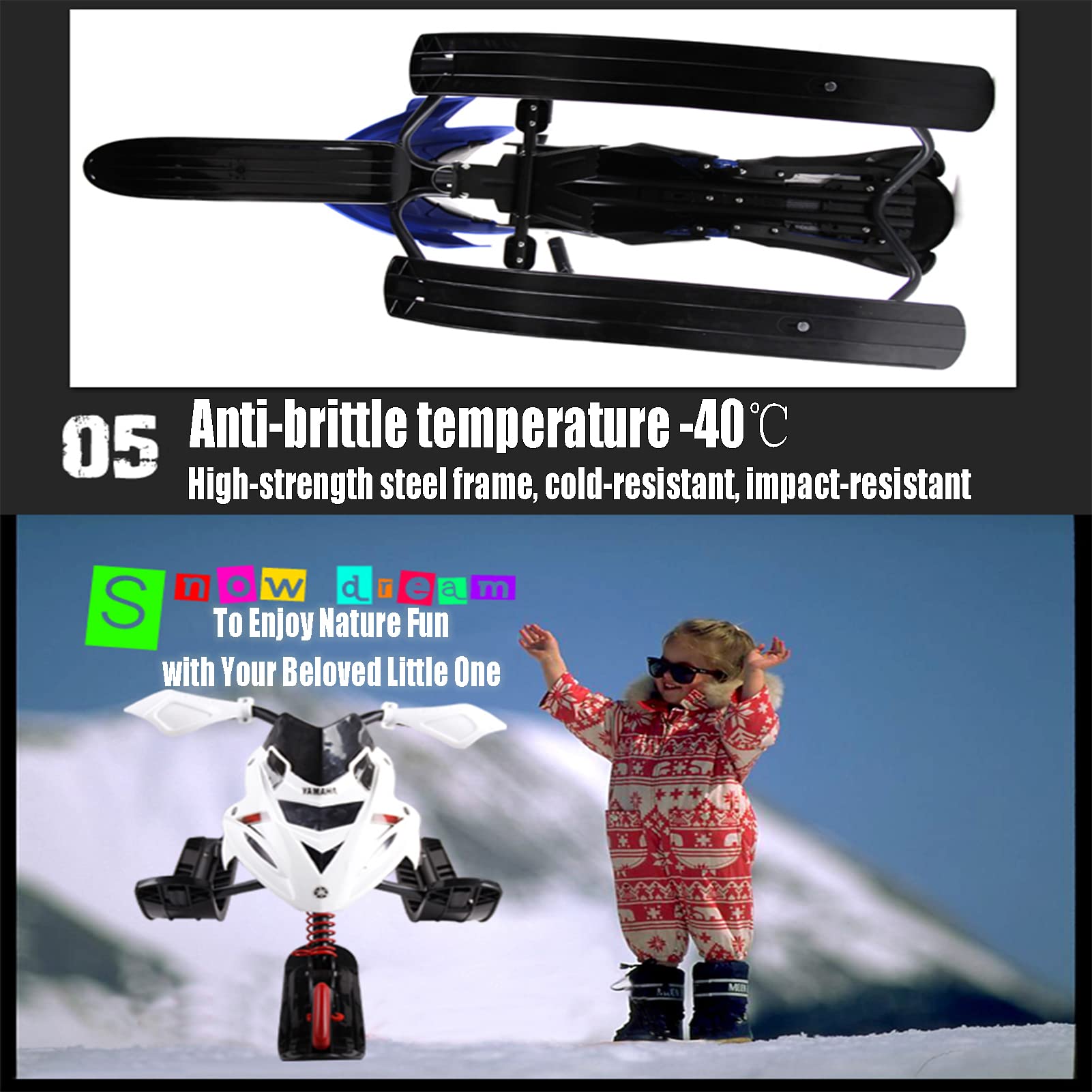 Traîneau RACE – Luge Plastique Avec Frein à Main Et Corde – Rouge, Vert Ou Bleu