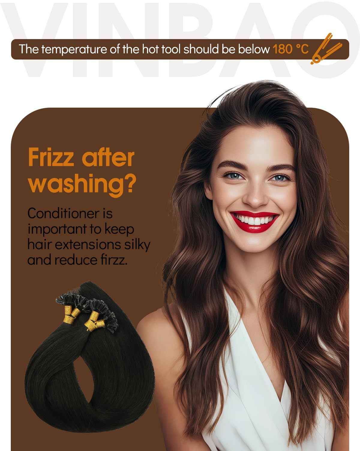 VINBAO Extension Cheratina Capelli Veri Nero Jet U Tip Extensions Hair 40cm 50Ciocche 40g Extension Capelli Veri Cheratina Remy Invisible Keratin Capelli Umani Lisci Estension (#UTip1, 16'')