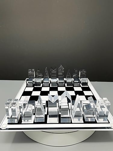 Miniatura 7 de Juego de ajedrez acrílico de lujo, diseño sofisticado y elegante, varios colores disponibles (transparentegris-humo)