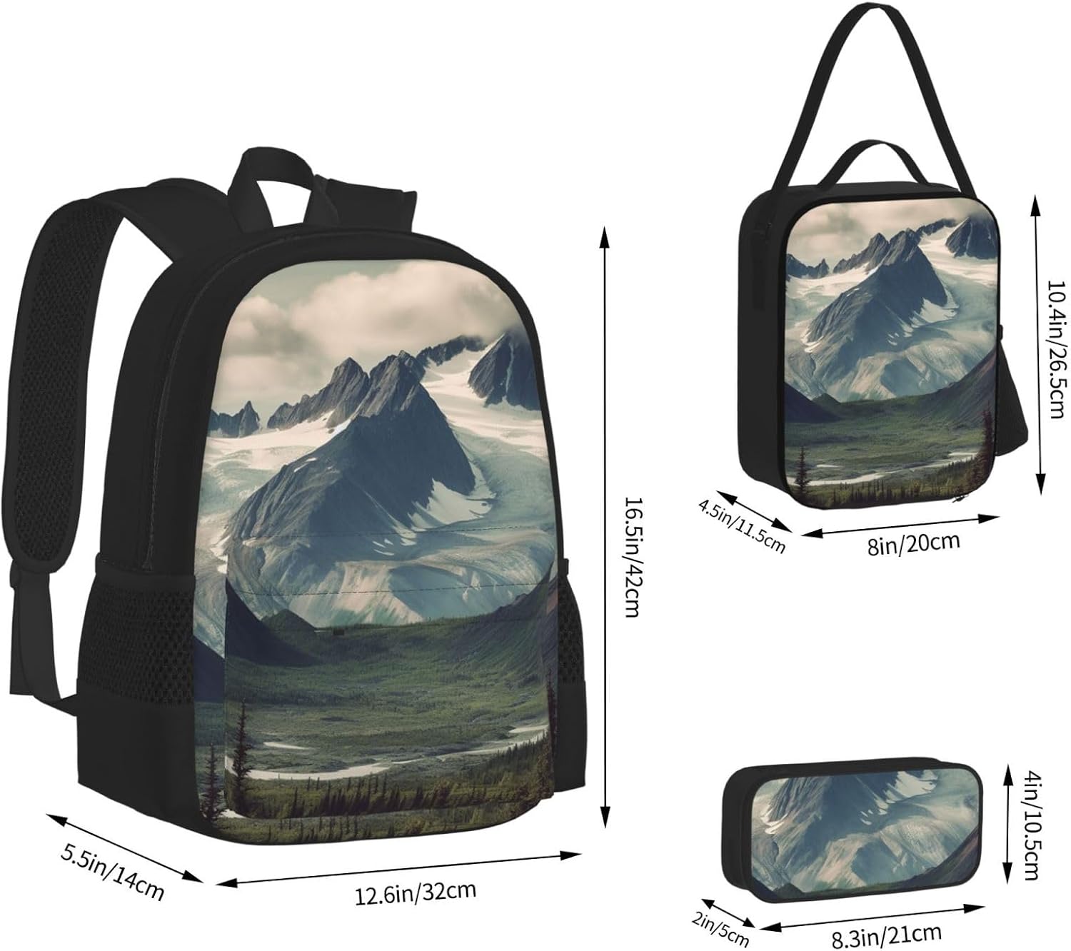 3 in1 Travel Laptop Backpack with Lunch Bag and Pencil Case Casual Daypack image 3