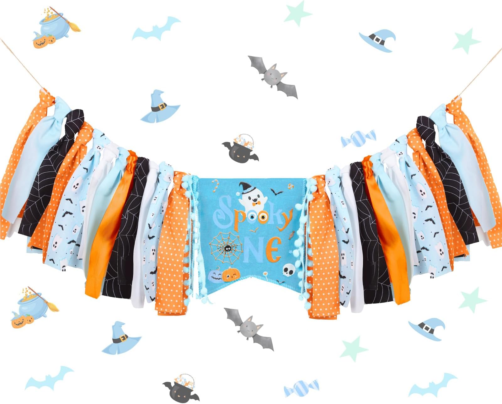 GIOGUK Halloween Spooky One Birthday High Chair Banner - Spooky Baby First Birthday - View #4