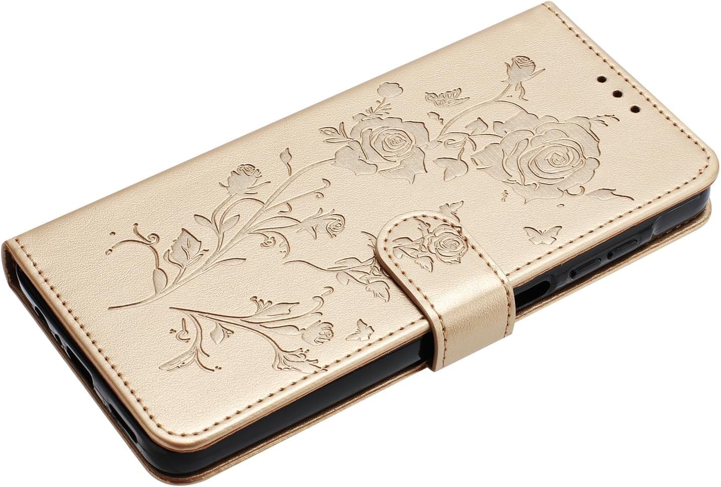 LEMAXELERS Handyhülle für Google Pixel 9A Hülle Rosa Cover Stoßfest Schutzhülle mit Ständer und Kartensteckplätz Wallet Lederhülle Kratzfest Magnetisch Etui für Google Pixel 9A Gold XYMG