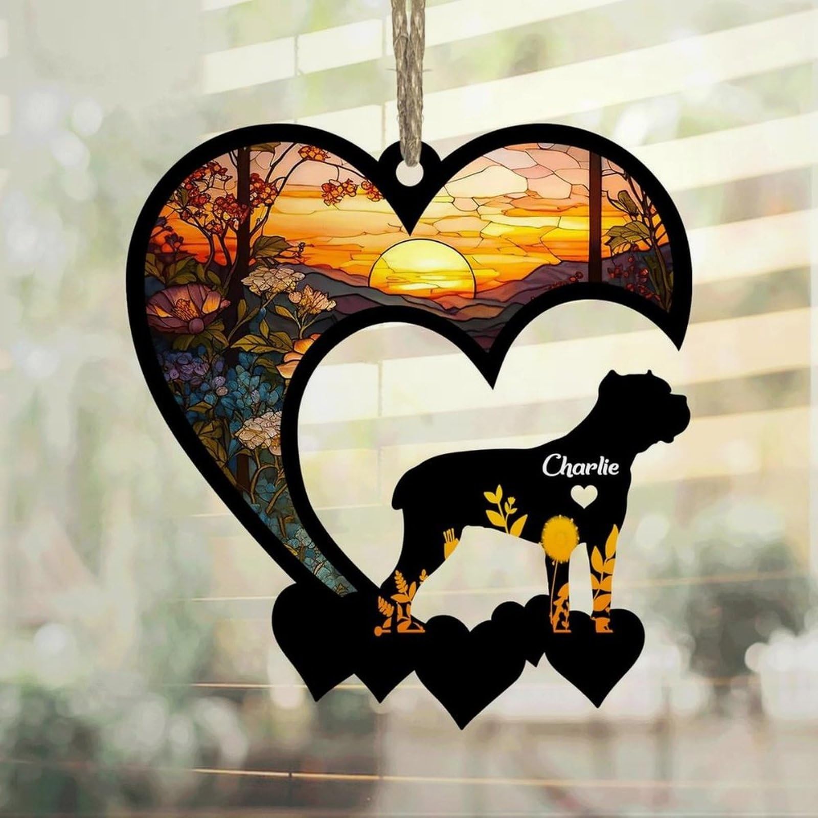 Luckluccy Cane Corso Suncatcher,Personalized Memorial With Name, Loss Remembrance Gift,Dog Memorial Ornament,Loss Of Dog Sympathy Gift