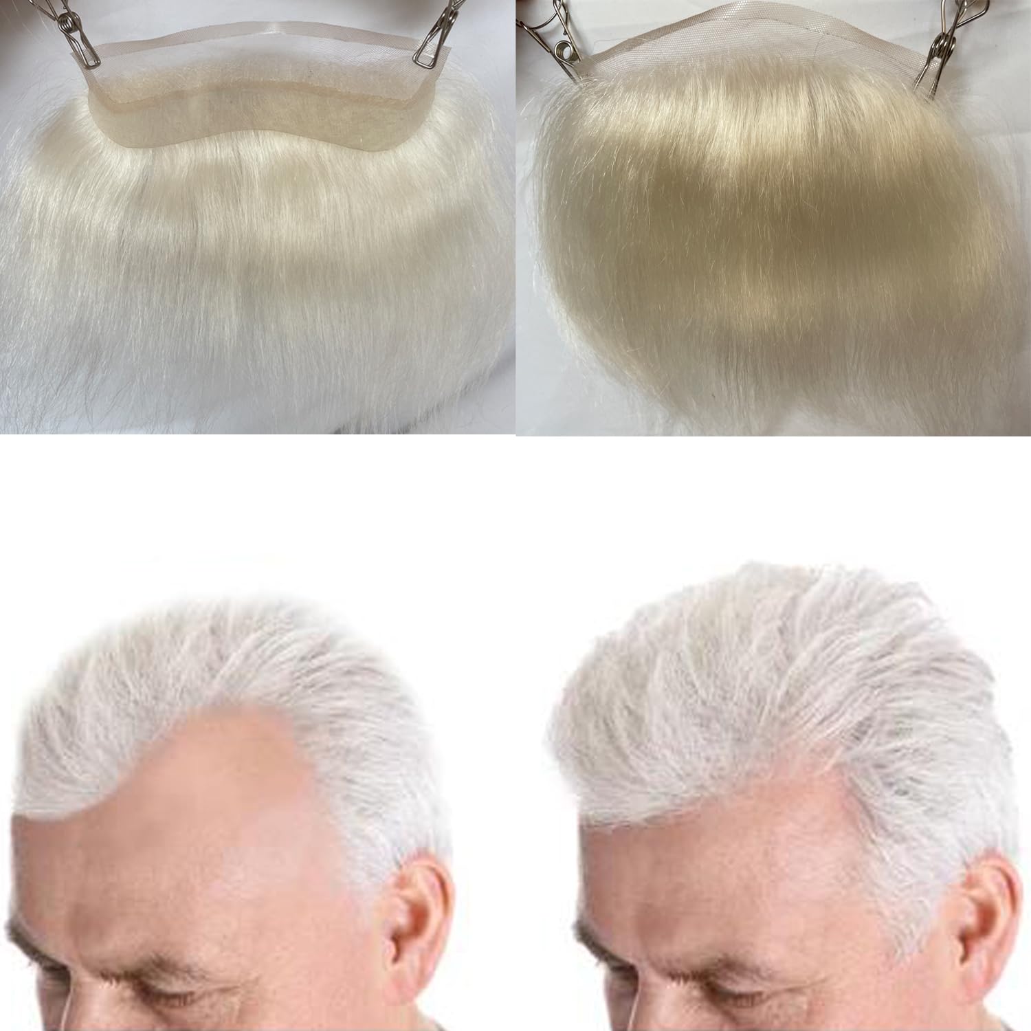 Voloria Men Forehead Hairline Toupee HD Invisible Lace Hairline Lace front Skin PU Back Man Hairpieces Frontal Hair Topper for Receding Replacement