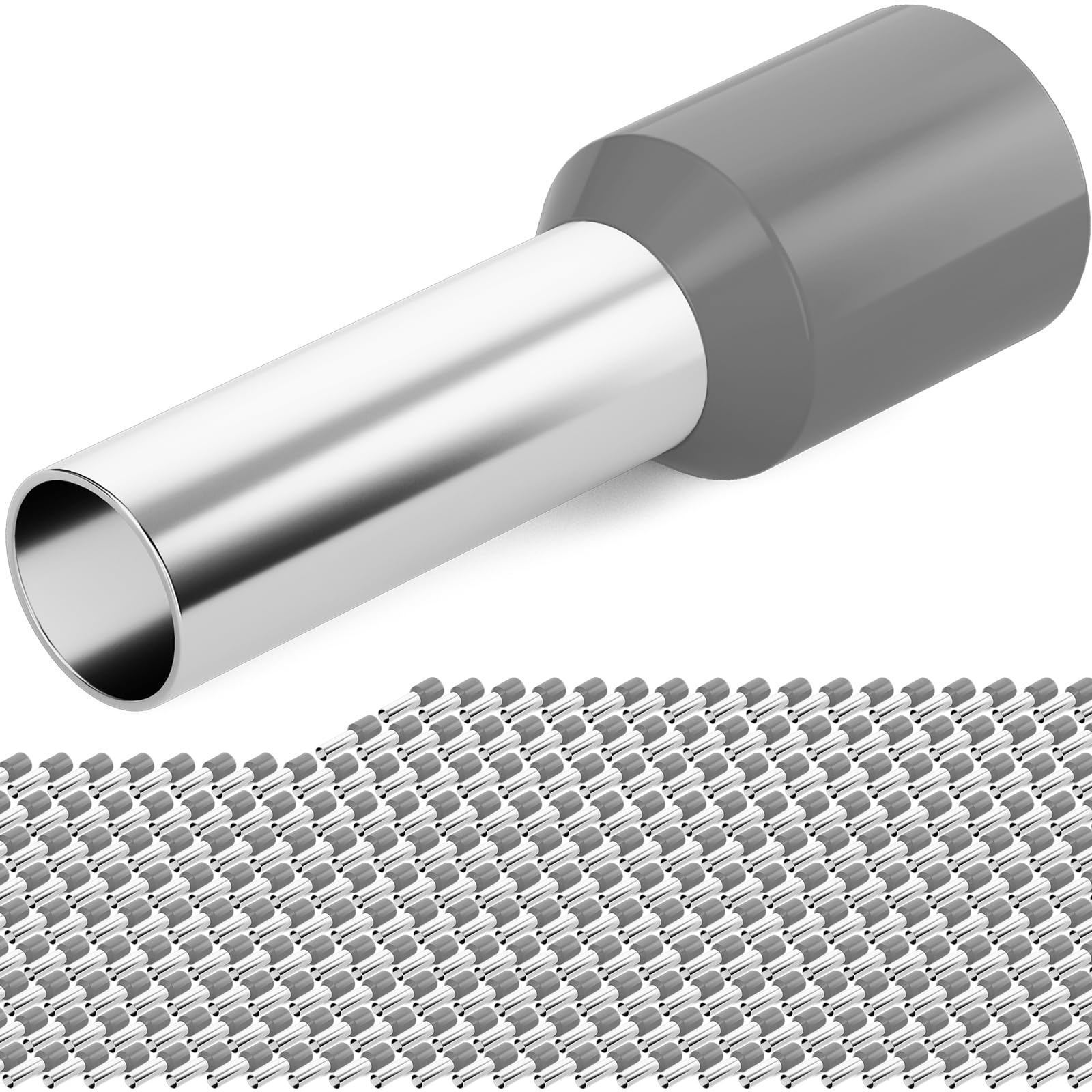 hb-digital Terminales aislados 4 mm² x 12 mm gris cobre para conexiones seguras de cables 500 unidades