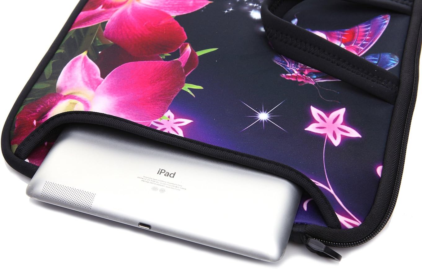 11-Inch to 12-Inch Neoprene Laptop Sleeve Case Bag with shoulder strap For 11", 11.6", 12" Ultrabook/Acer/Asus/Dell/HP/Toshiba/Lenovo/Chromebook (flower) - Image 5