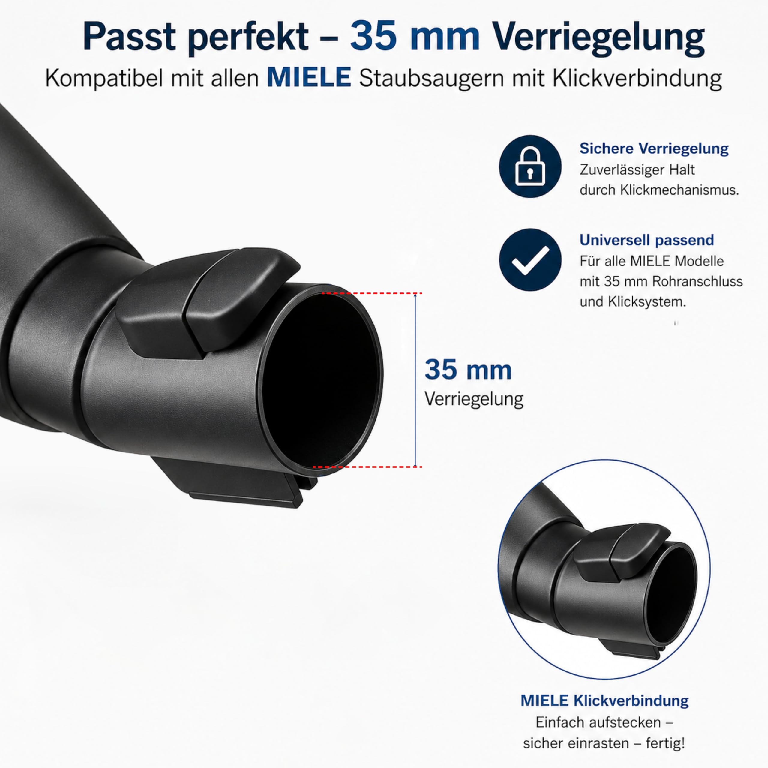 DeClean Parkettbürste kompatibel mit Miele Staubsauger S8000, S8, S8340, S8360 Serie - Extra Breite 35mm Düse - Hochwertiges Ersatzteil für Parquet Twister XL SBB 300-3 PQ, 400-3