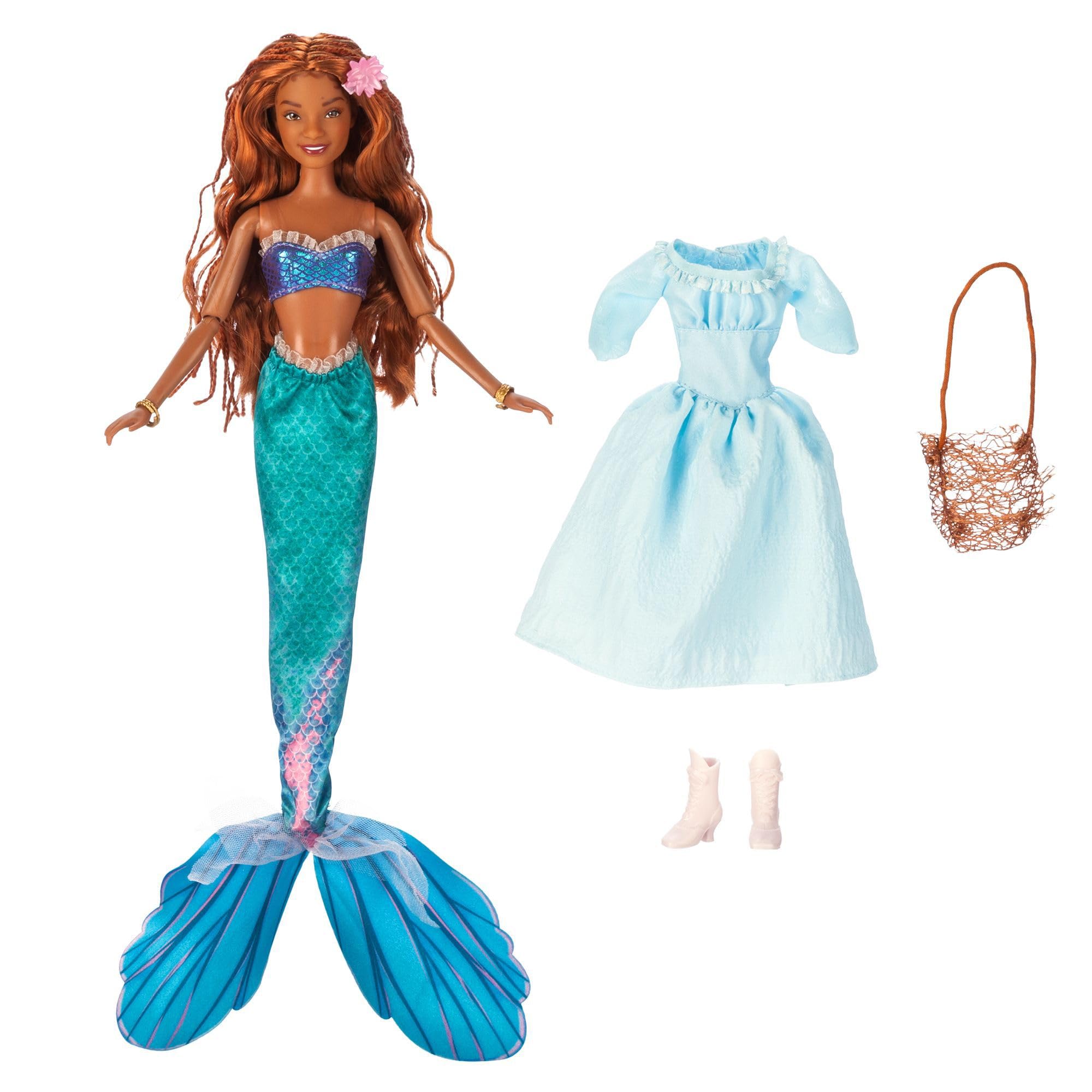 Disney Store Official Ariel Story Doll, The Little Mermaid (Live Action 2023), 24.5cm/9, With Sebastian, 2 Outfits, Accessories, Colouring & Activity Pack, Box that Folds to a Play Stage, Ages 3+ - Image 2