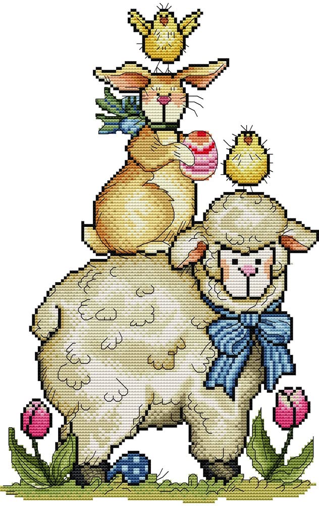 Awesocrafts Cross Stitch Stamped Kits Animal Stacked Arhat Easy Patterns Cross Stitching Embroidery Needlework Kit Supplies