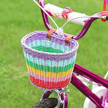 Amazon | 自転車編みバスケット、虹色 子供用自転車バスケット Amazon | 自転車編みバスケット、虹色 子供用自転車バスケット