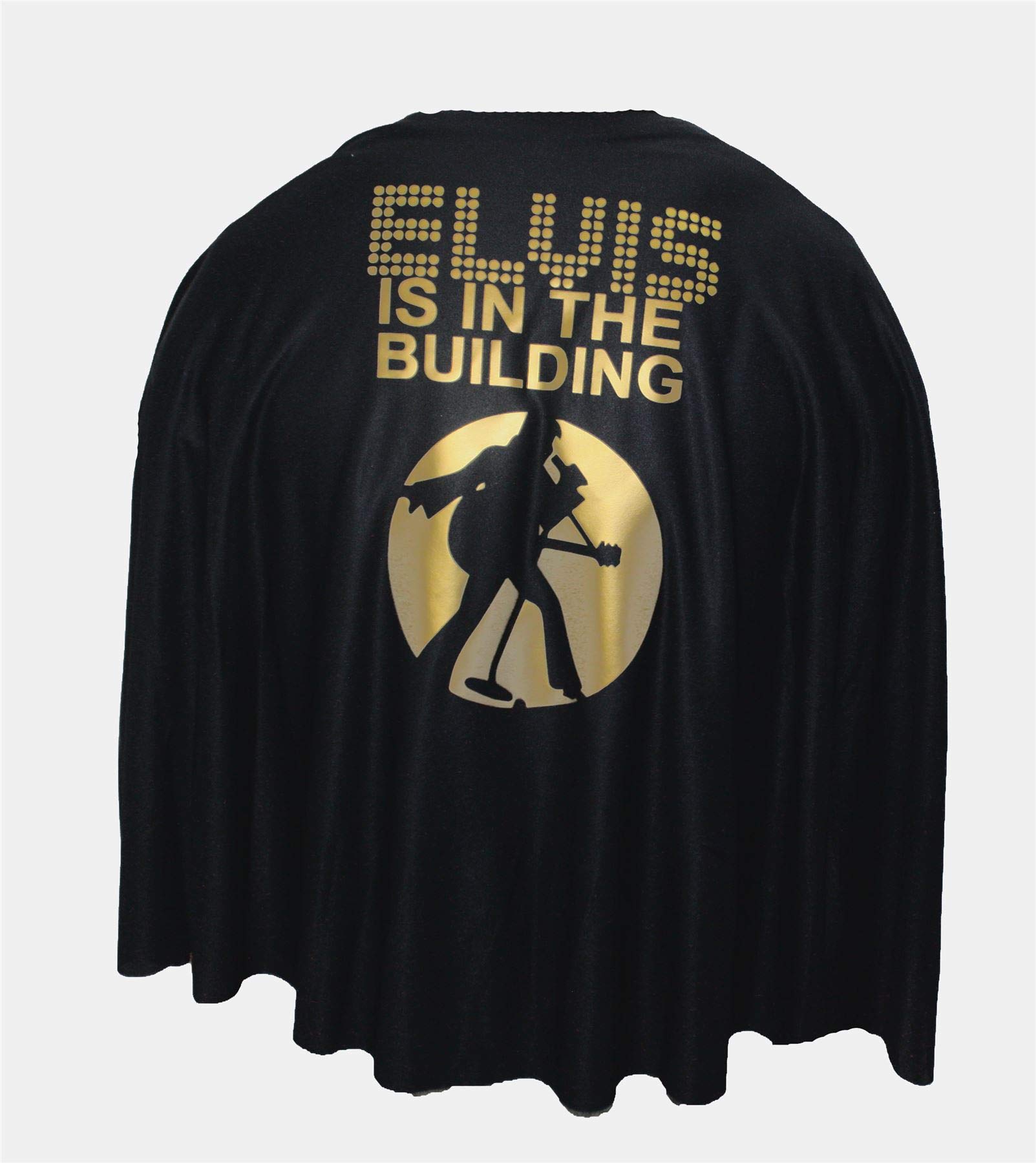 Adults Black 24" Length The King is in The Building Rock & Roll 1940s 1950s Fancy Dress Costume Cape