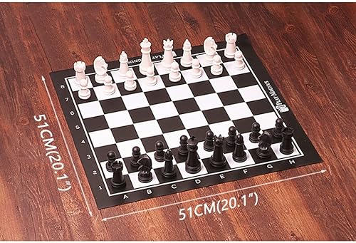 Miniatura 2 de SHQ - Juego de ajedrez de cuero con piezas de ajedrez en blanco y negro, almacenamiento portátil para juegos de mesa para adultos (color Staunton