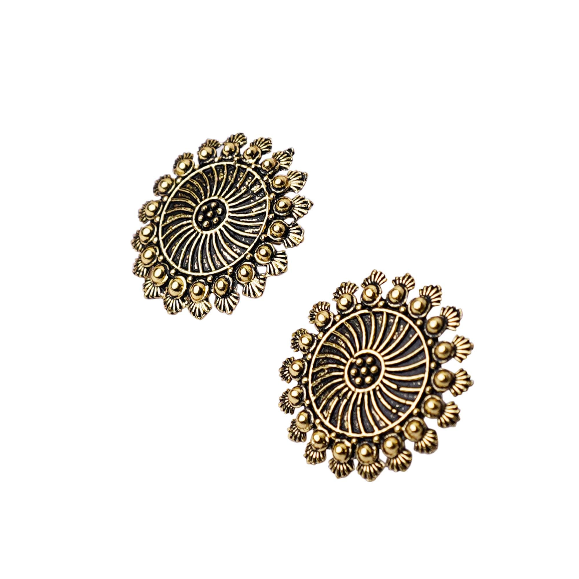 Rose Jewel Golden Oxidised Floral Studs for Women, Dark Golden color Flower shaped Studs Oxidised Earrings for Women and Girls (B0CP69CPJZ) Amazon Price History, Amazon Price Tracker