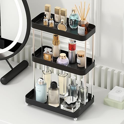 Organizador de mostrador de baño de 3 niveles de acero inoxidable, organizador de estantes de perfume, organizador de encimera de cosméticos de