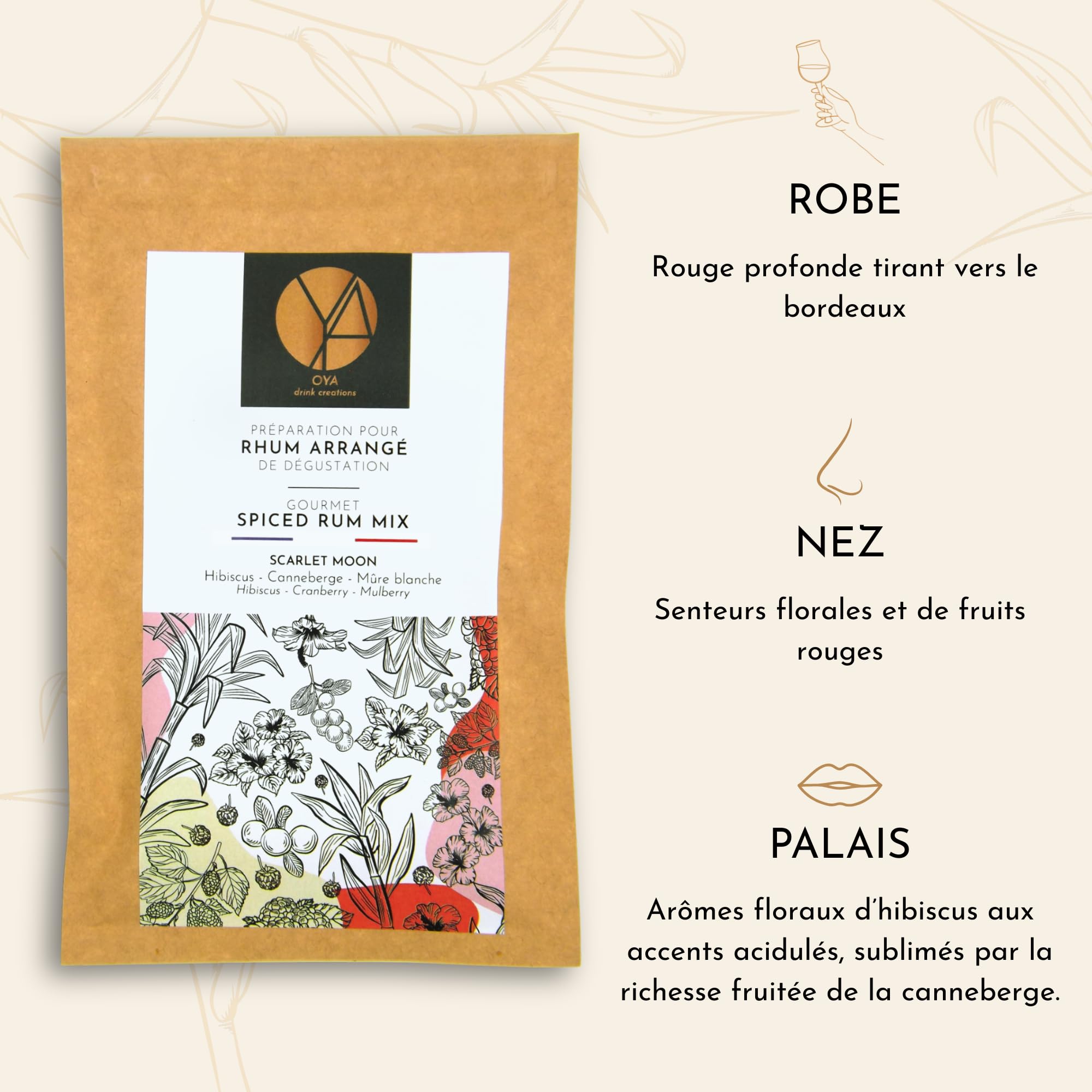 OYA - Coffret Rhum Arrangé de Dégustation de 3 préparations TROPICAL WONDER, SCARLET MOON, SAIL AWAY (pour 3 x 70cl de rhum) Kit Idée Cadeau Anniversaire Fête des Pères