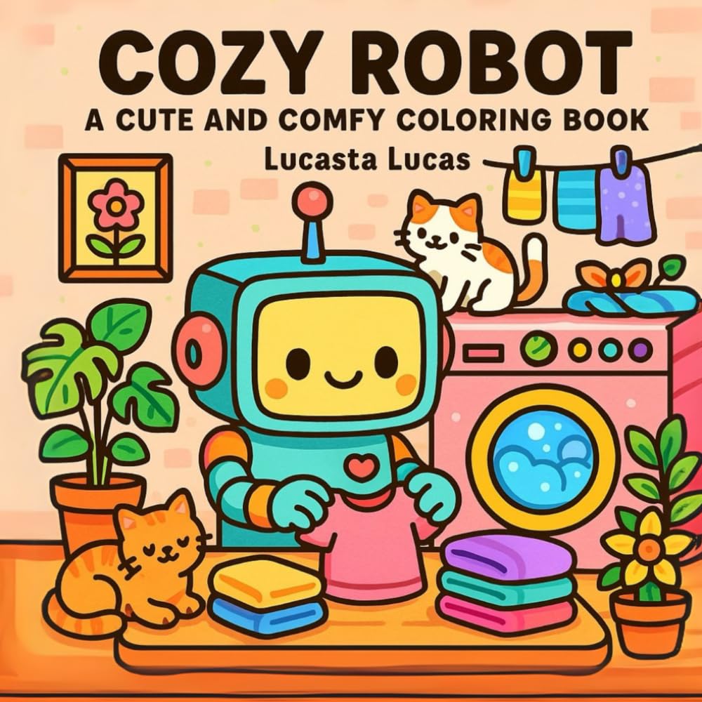 Cozy Robot Coloring Book: 40 Cute and Comfy Coloring Pages of a Hygge Robot - A Wholesome and Relaxing Kawaii Experience for All Ages
