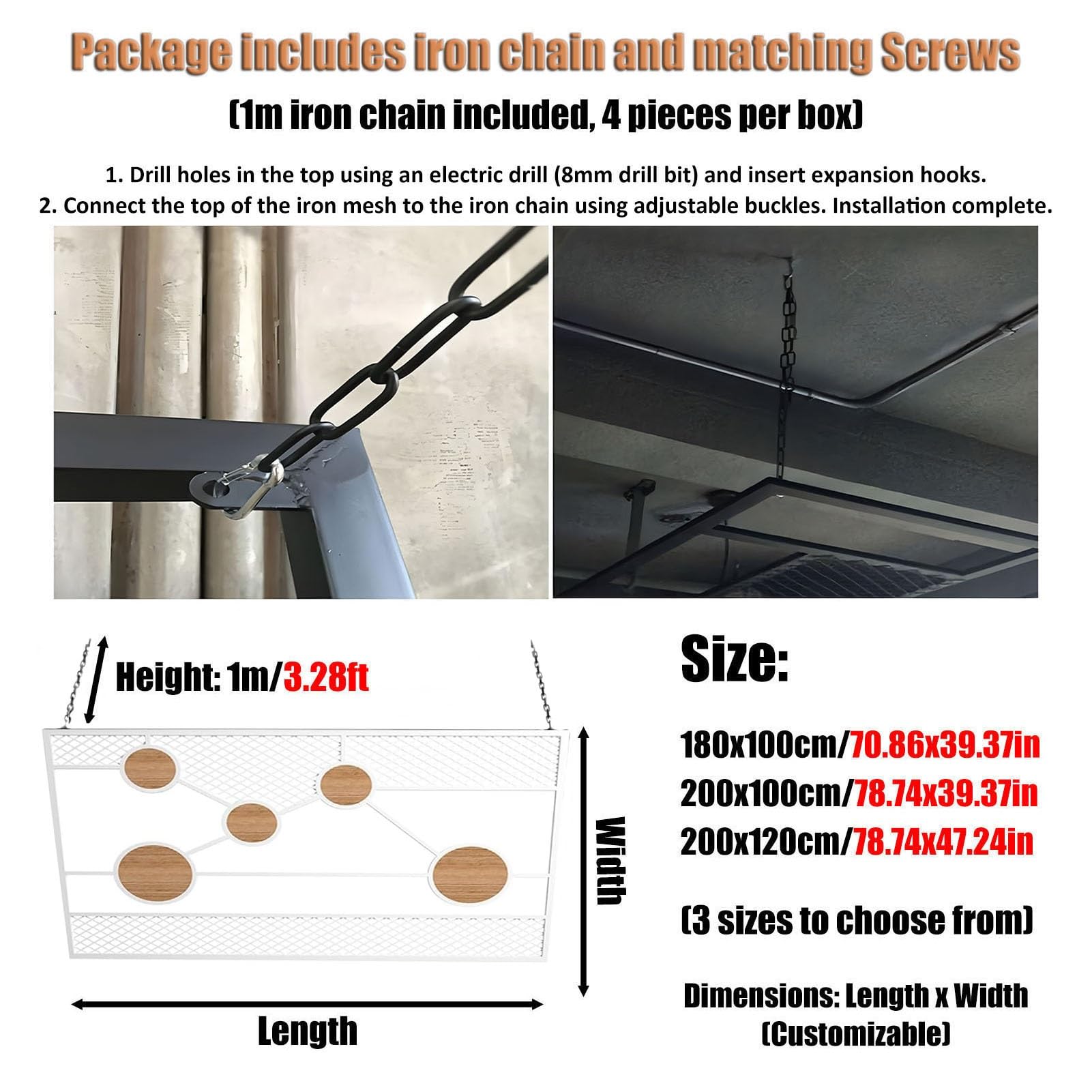 Metalowe płytki sufitowe do restauracji, stojak na ścianę, ścianka działowa, 5 sztuk (200 x 120 cm) do barów i zastosowań w szafie