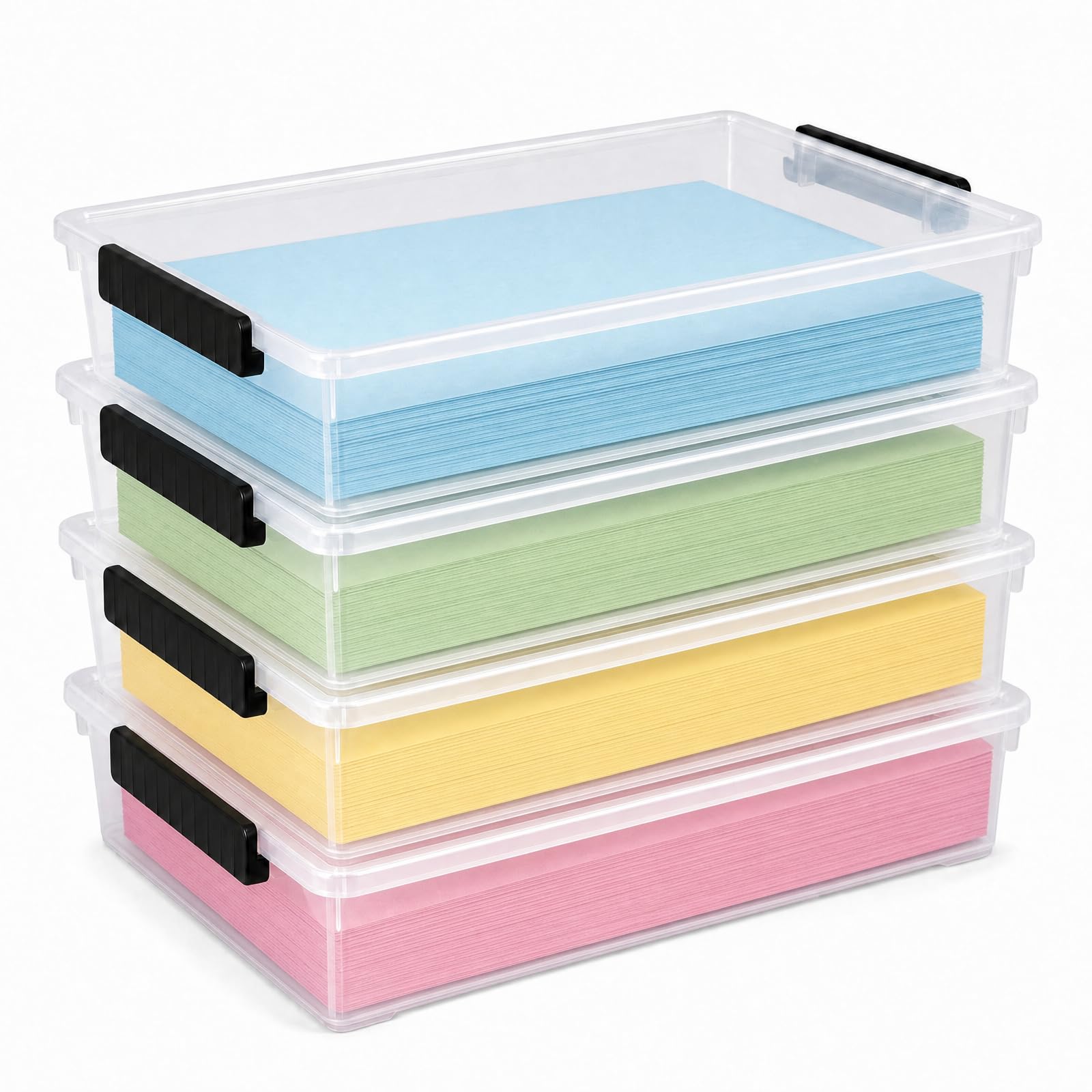 Hynomiky 6 L Clear Latching Storage Box, 4 Pack Craft Storage Boxes
