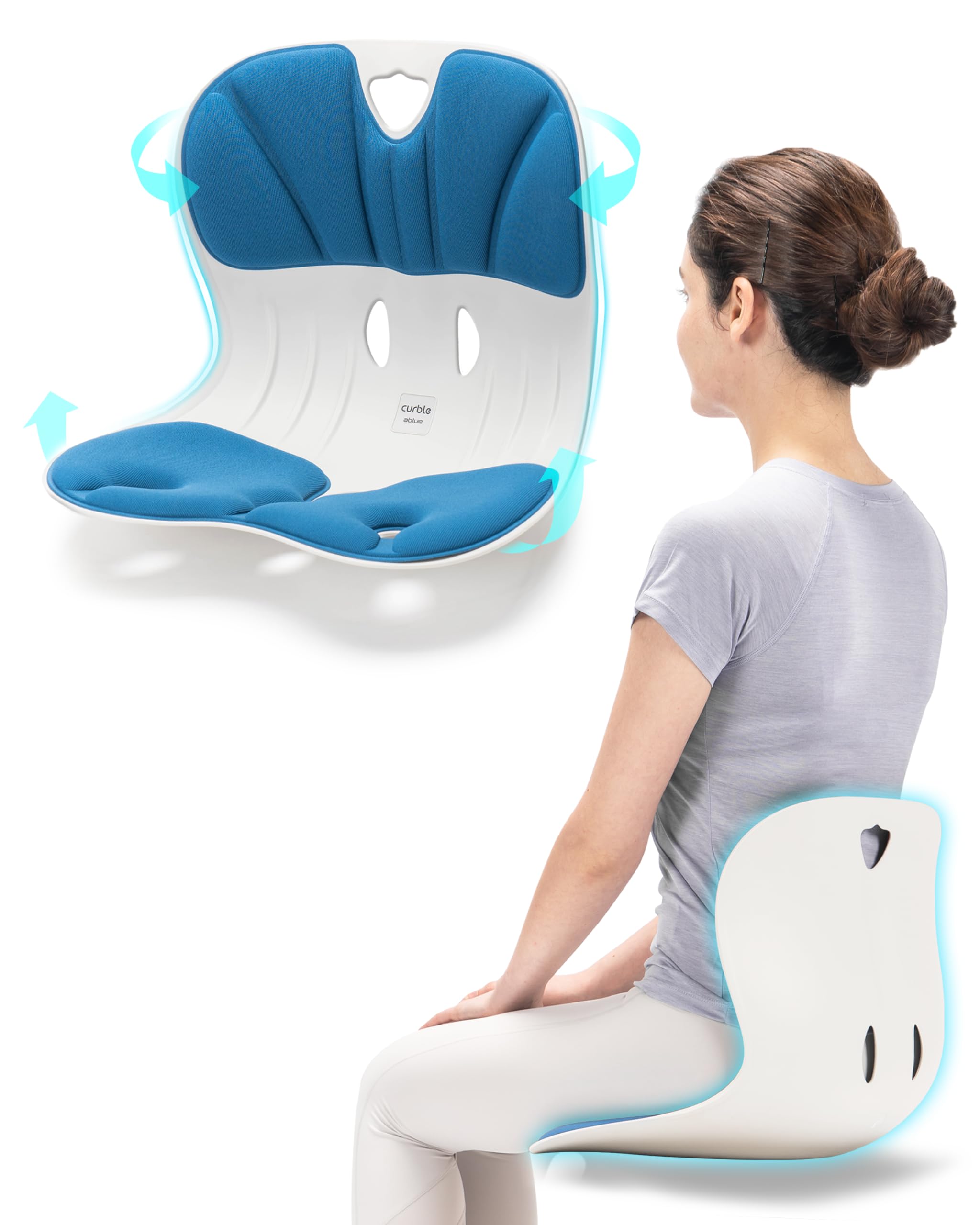 Curble GRAND, Ergonomic Chair Back Support, Lumbar Support For Good Posture Correction And Back Pain Relief, Perfect For Office Chair, Floor Seat, And Work From Home, Patented (Black