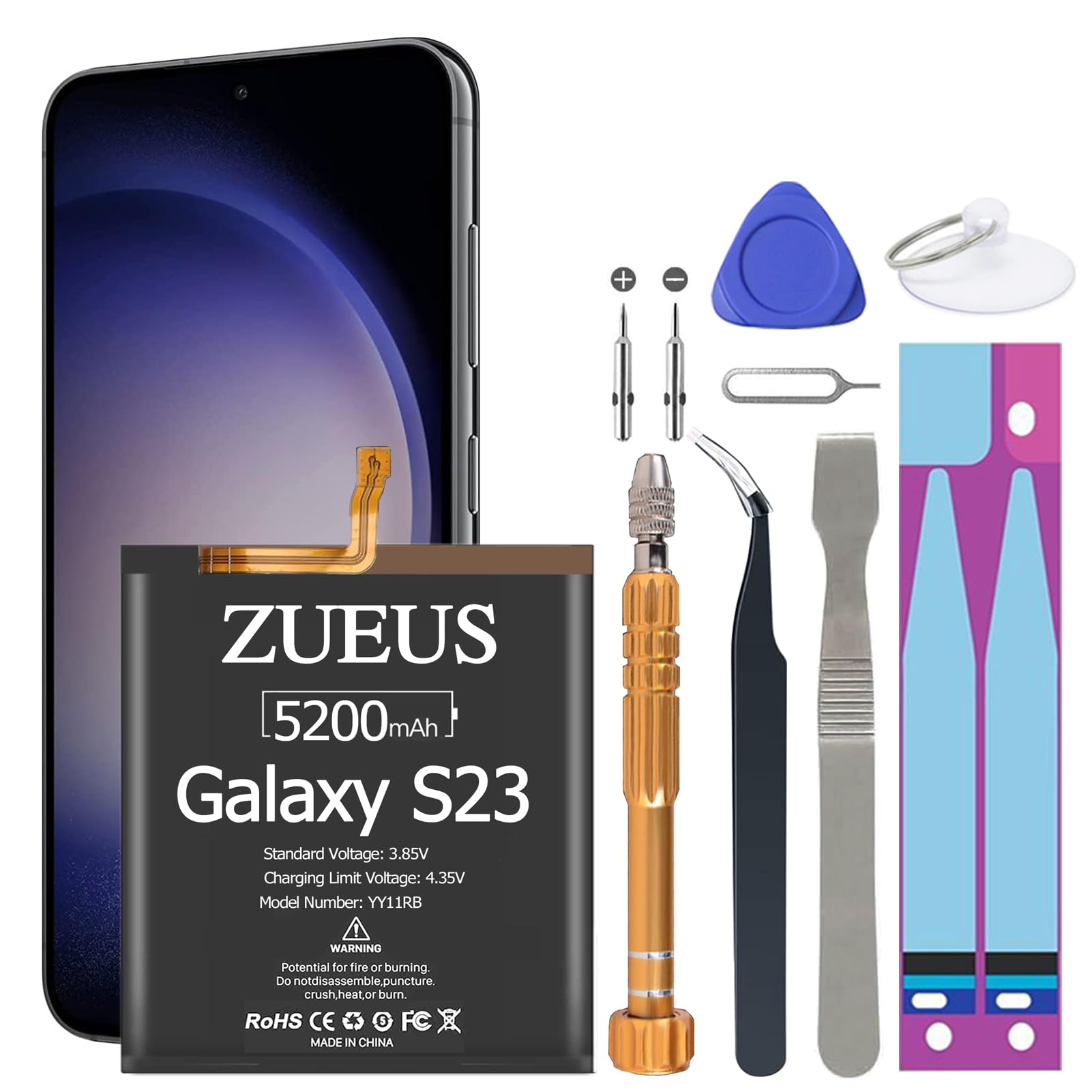 Amazon.com: ZUEUS Galaxy S23 Battery, (2024 Upgraded) 5200mAh EB