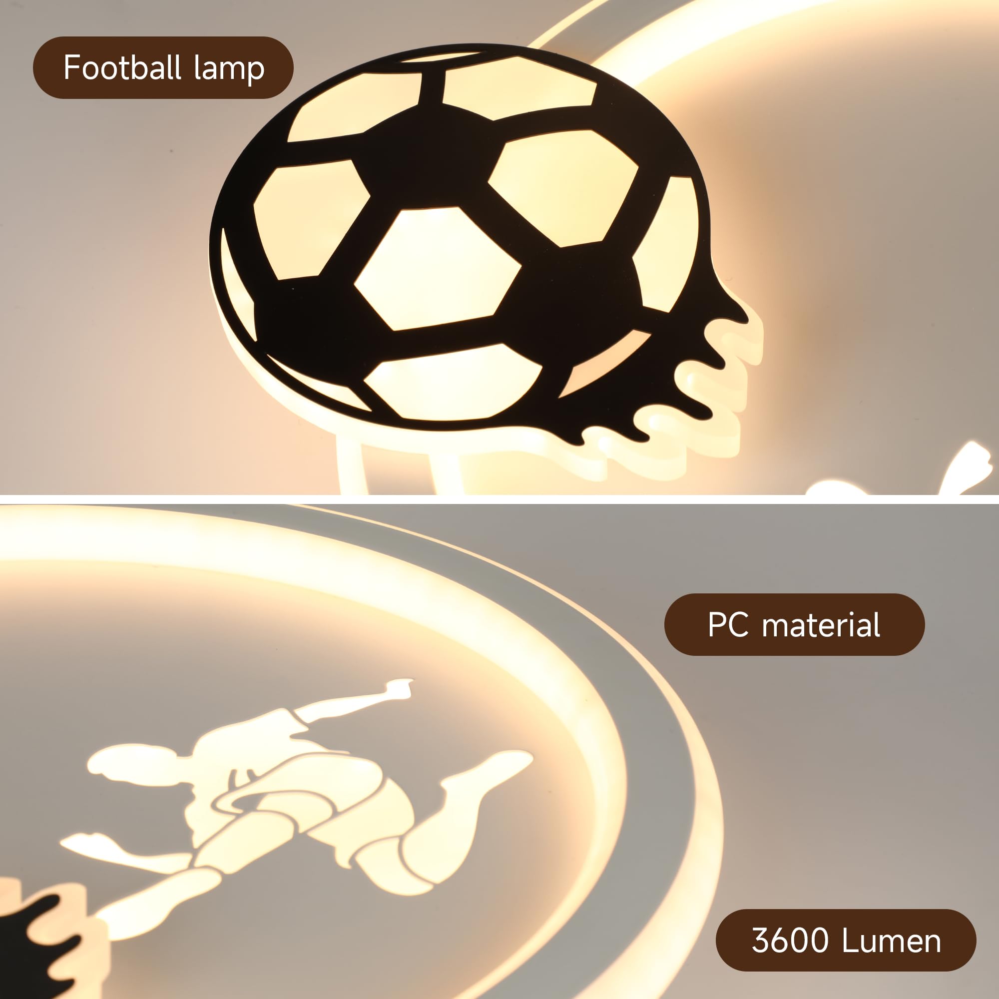 EASY EAGLE Lampadario Cameretta Bambina, 46CM Dimmerabile 3000k-6000k Plafoniera Led Soffitto Calcio, Lampade a Soffitto Cameretta Bambina Ragazzi per Camera da Letto, Soggiorno