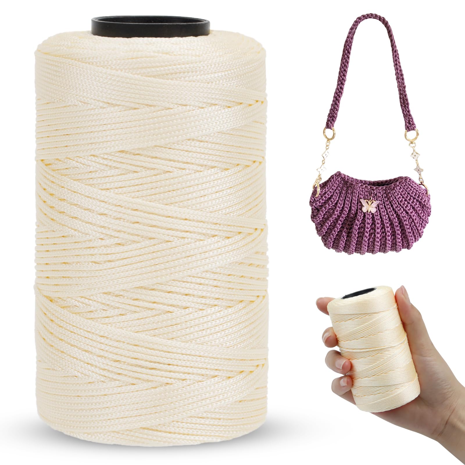 Cordino Per Macram&egrave; 4mm X 130m - Poliestere, Per Borse Uncinetto, Appendiabiti, Home Decor, Nero