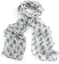 Blue & Black Indian Elephant White Print Scarf