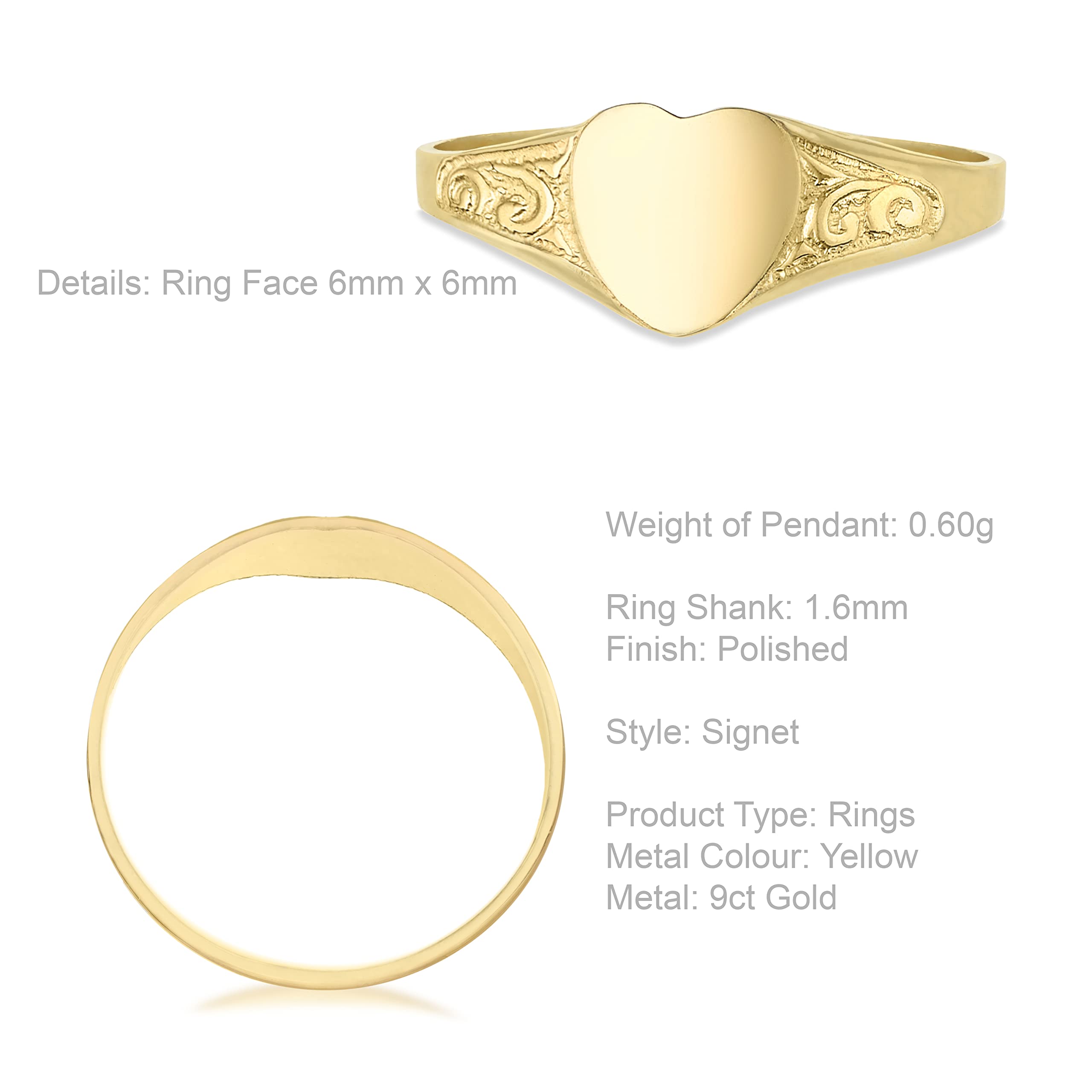 Chevalière Bague Vintage Fille - 9 cts Or 375/1000
