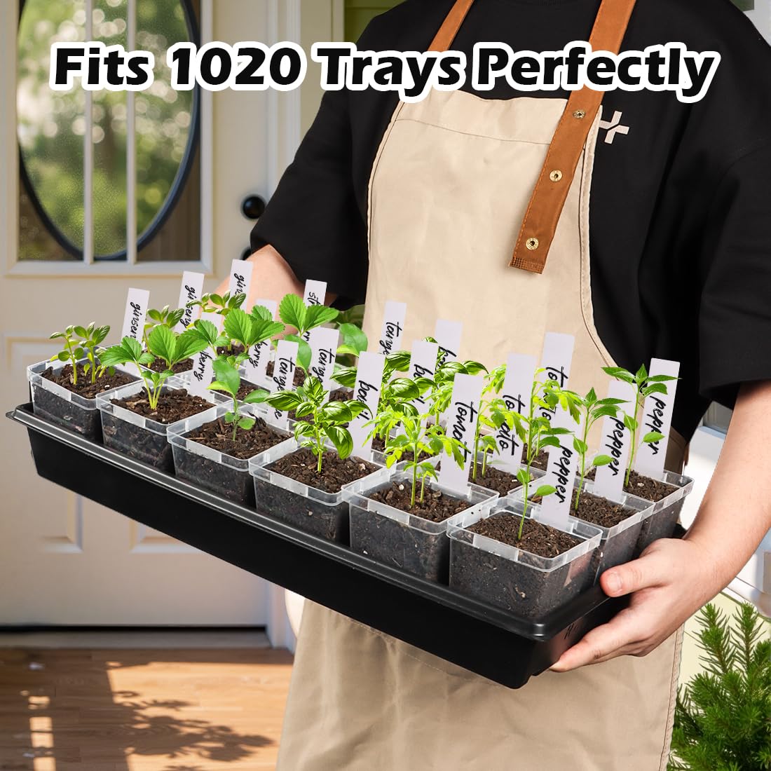 RooTrimmer Lot de 90 Pots de semis carrés Transparents de 8,3 cm avec Drainage, avec étiquettes de Plantes, Pots de semis réutilisables pour Plantes Grasses, Transplantation d'herbes, Fleurs, tomates