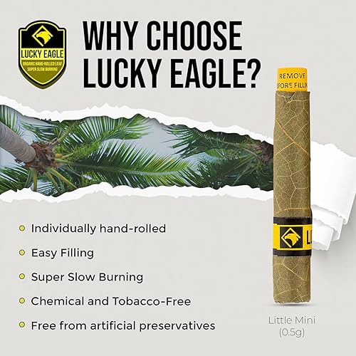 Miniatura 9 de Lucky Eagle - Conos preenrollados - Rollos de hoja de palma enrollados a mano con filtro de cáscara de maíz, preenvueltos naturales, envolturas