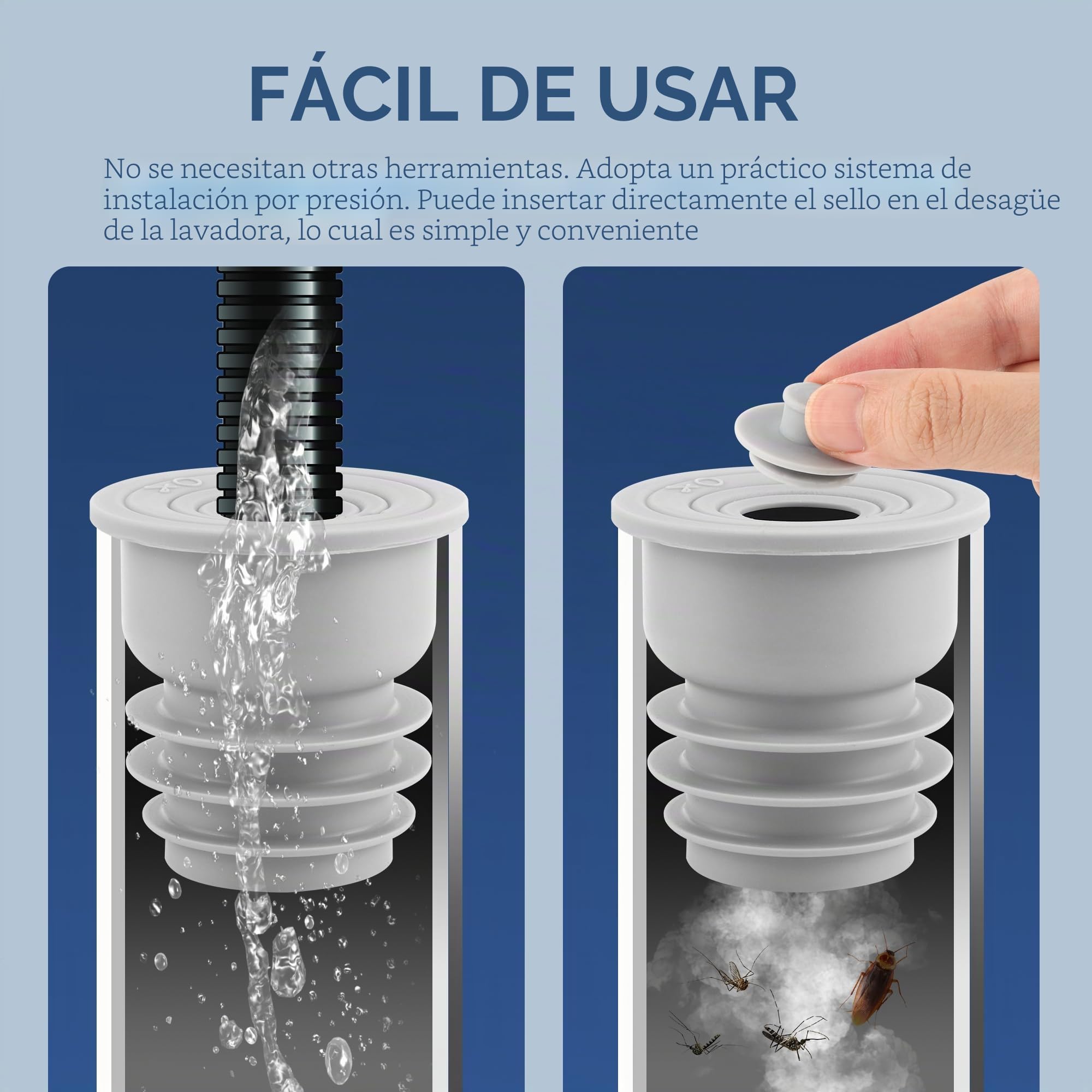 4 juntas para tubo de desagüe de agua, 35-40 mm/45-55 mm, anillo de sellado del tubo de desagüe para lavadoras, desagües del fregadero, gris